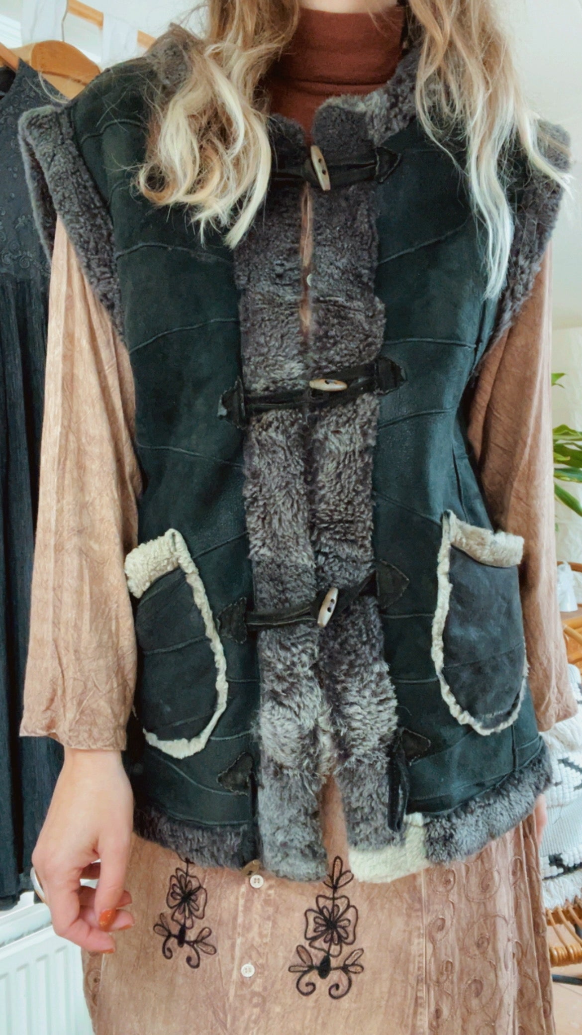 Patchwork Shearling Waistcoat