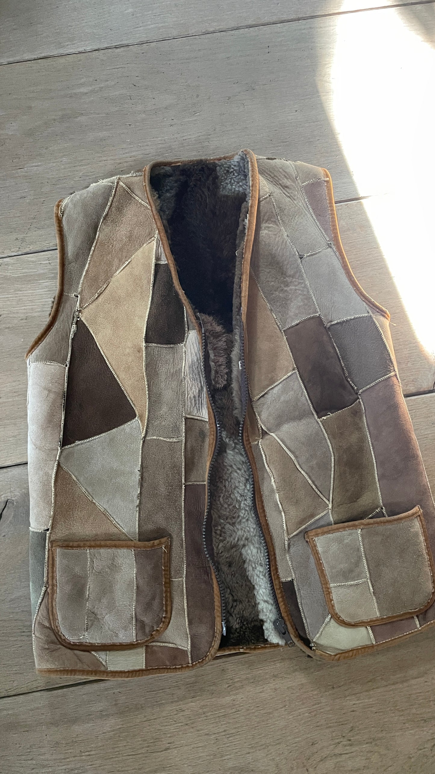 Patchwork Shearling Waistcoat