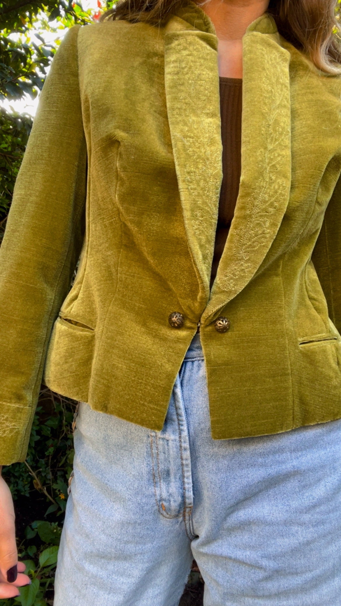 Olive Velvet Blazer