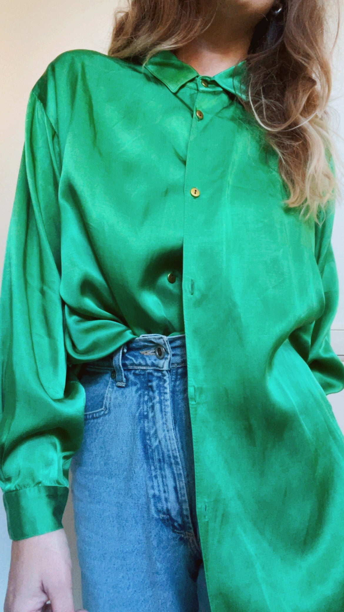 Emerald Satin Top