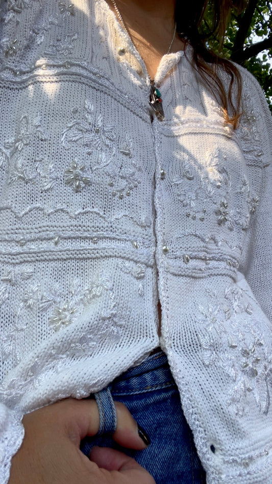 Bedazzled Cotton Cardigan