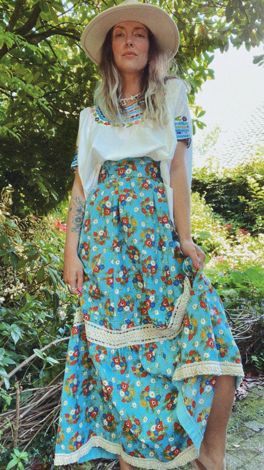 60s Floral Maxi Skirt