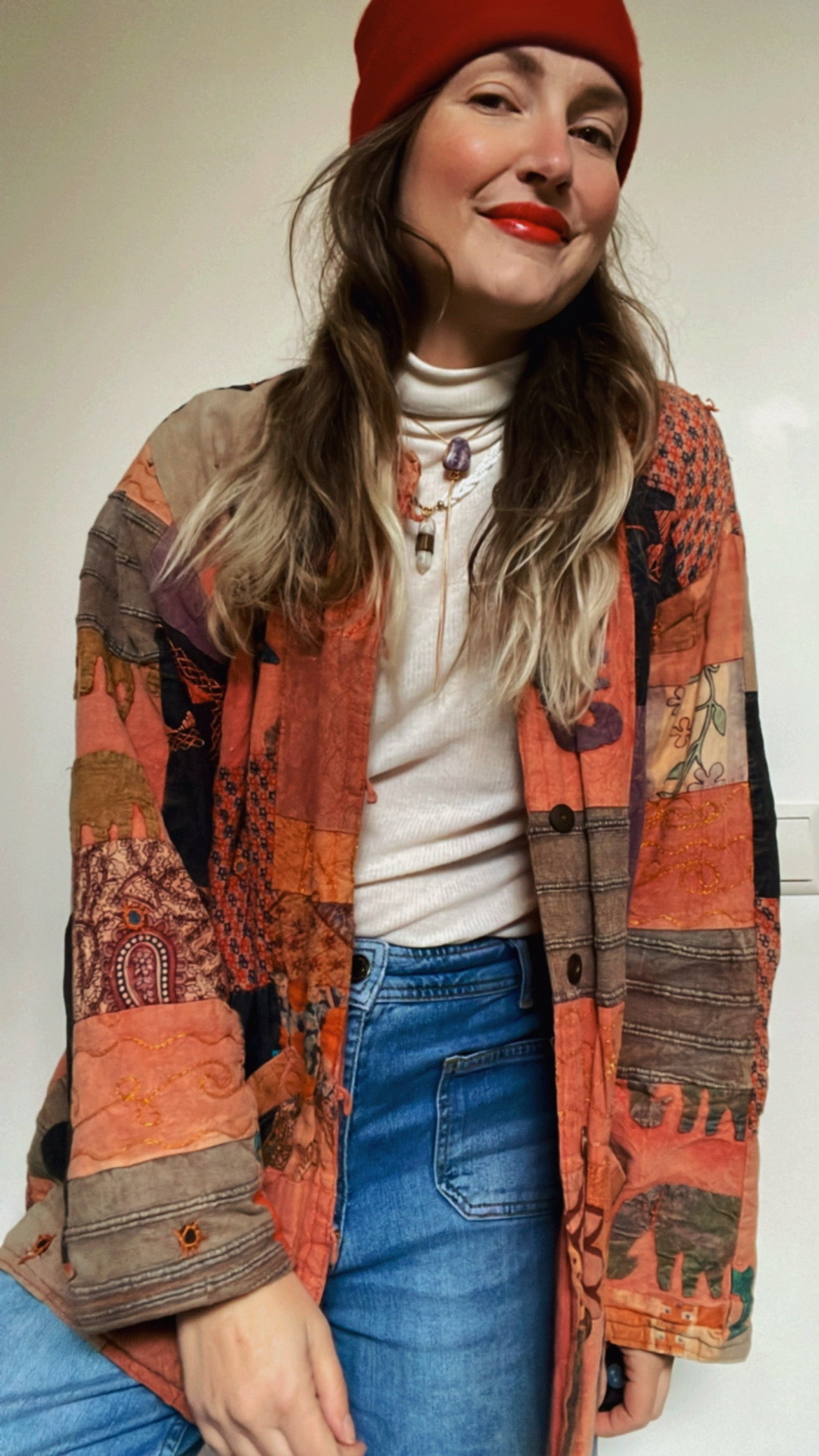 Kantha Jacket Peach