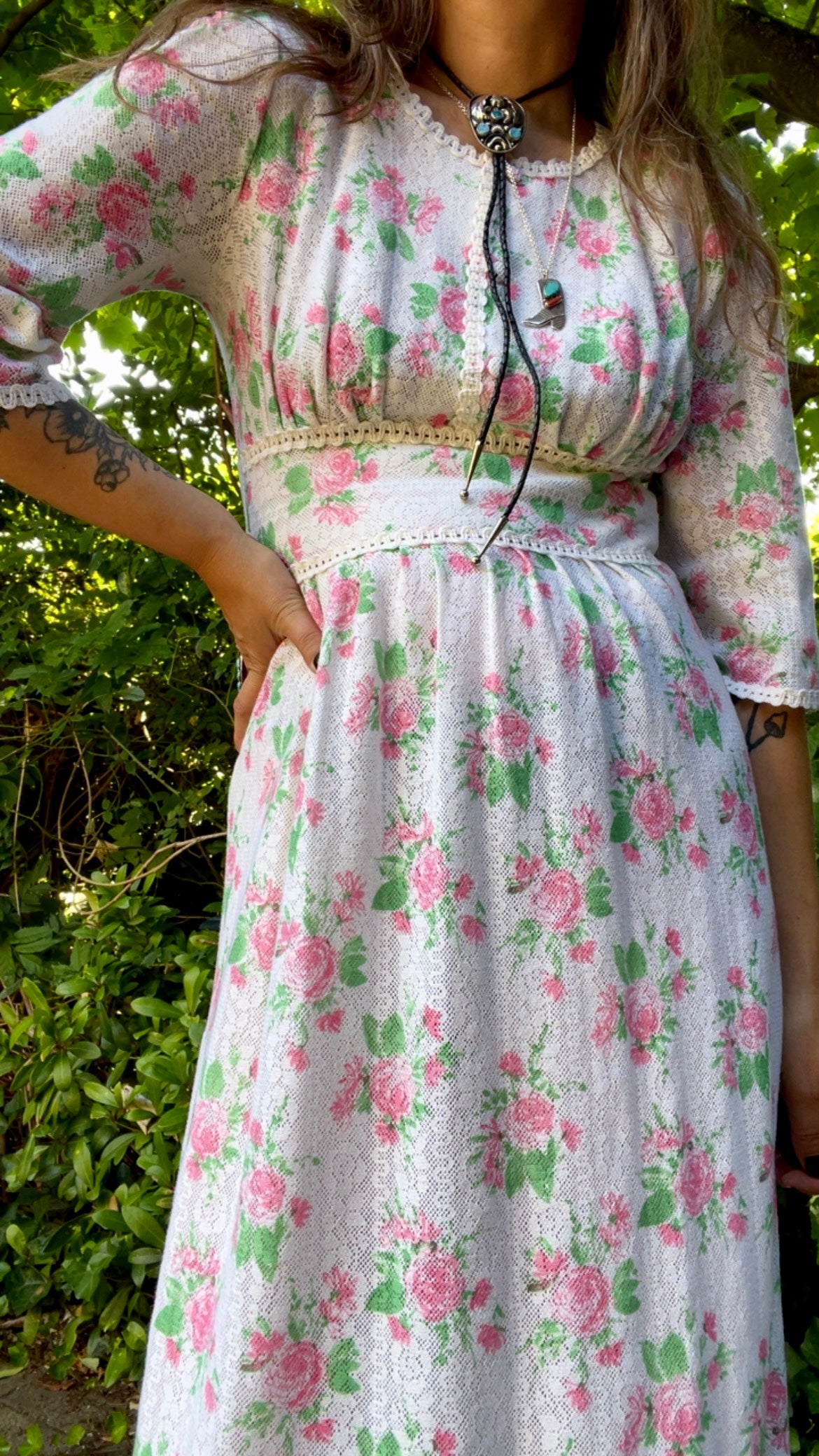 60s Floral Lace Gown