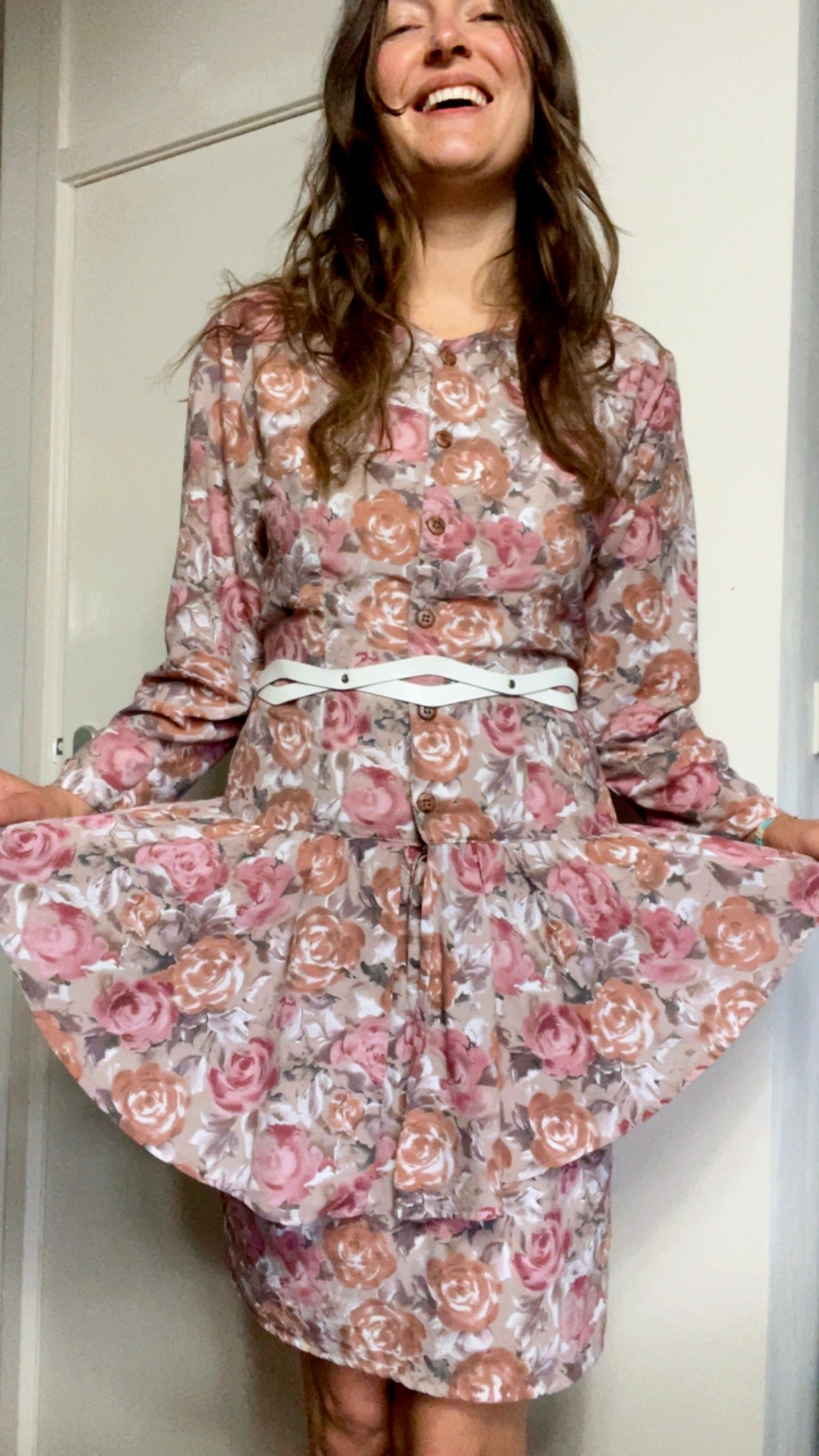 90s Peplum Roses Dress