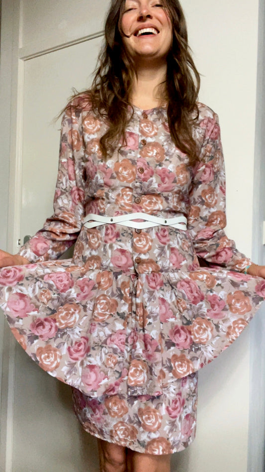 90s Peplum Roses Dress