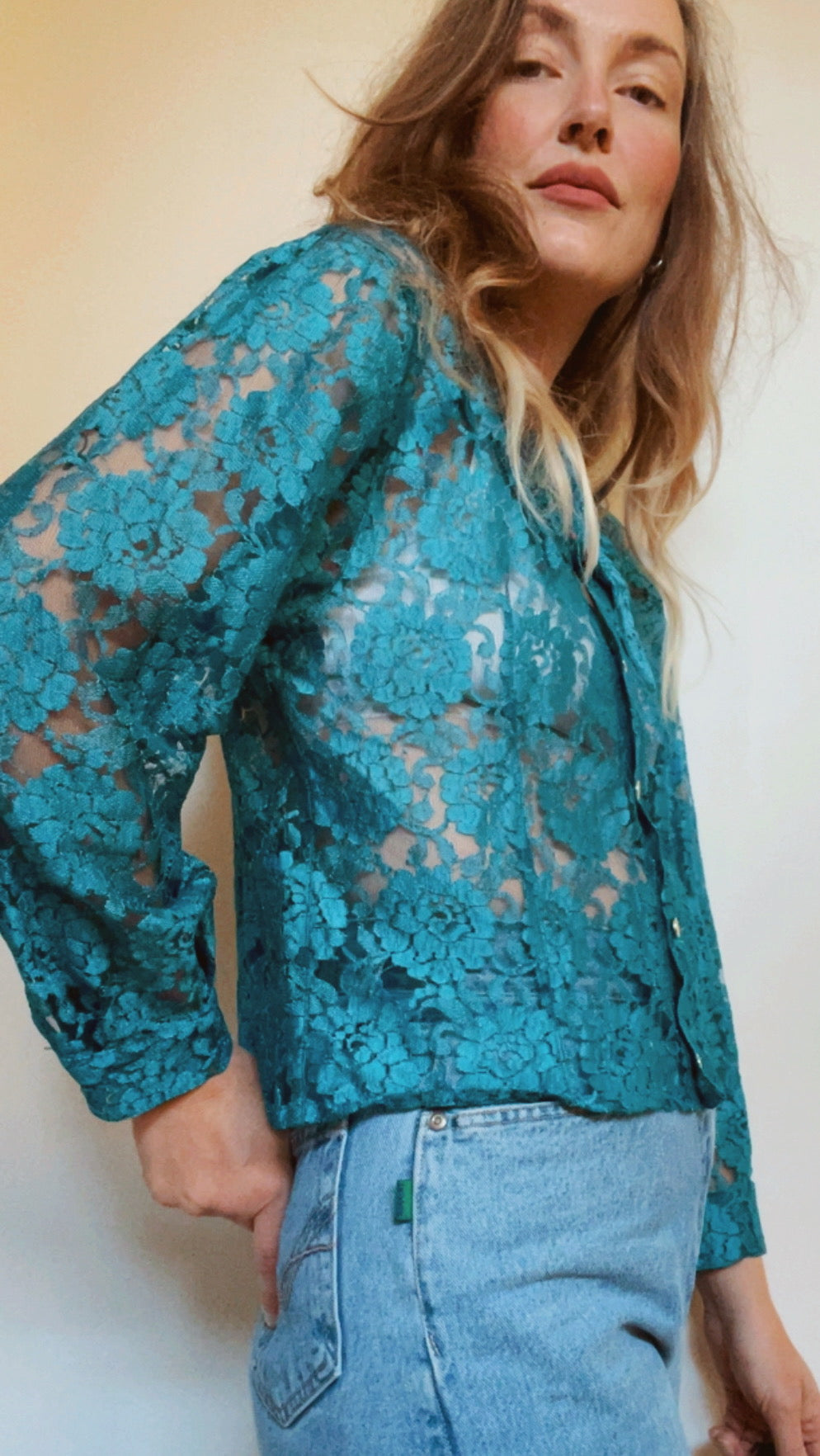 Turquoise Lace Top