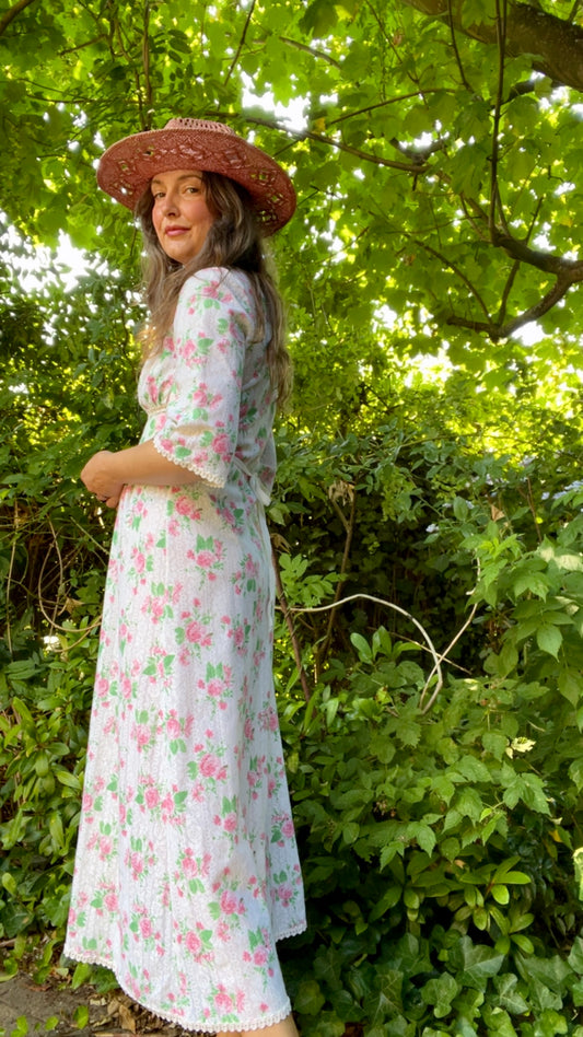 60s Floral Lace Gown
