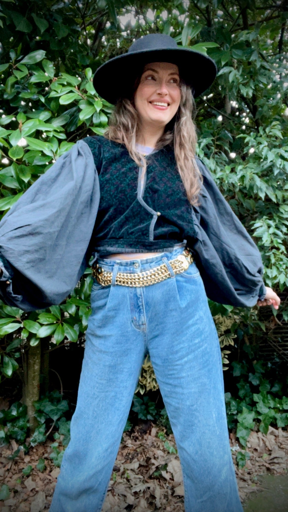 Balloon Sleeve Top – Indigo and Roses