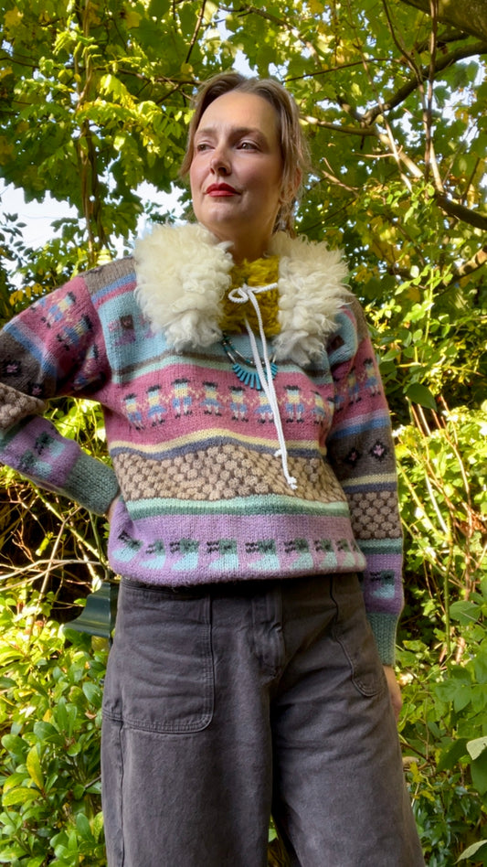 Reworked Patchwork Shearling Collar
