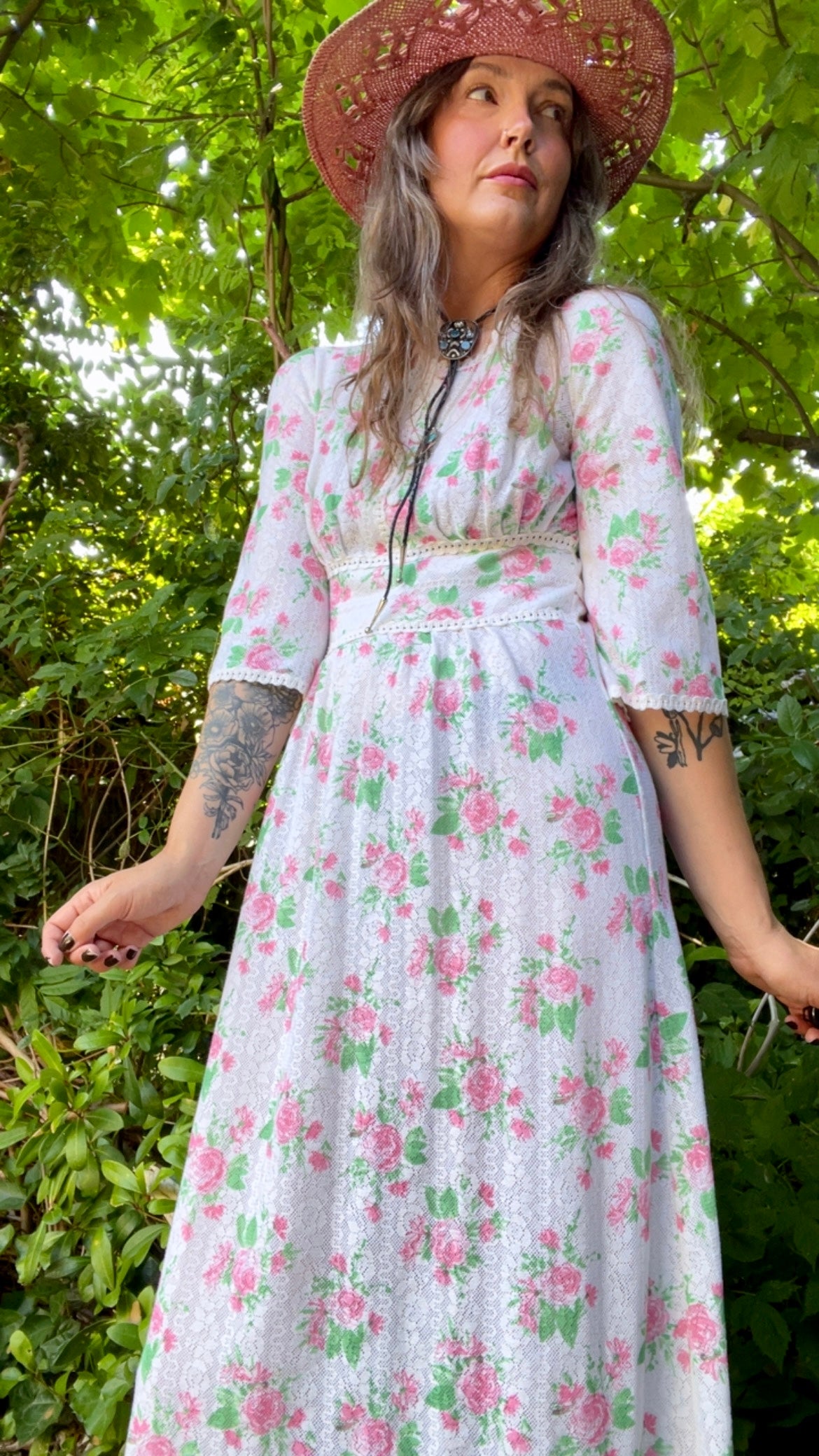 60s Floral Lace Gown