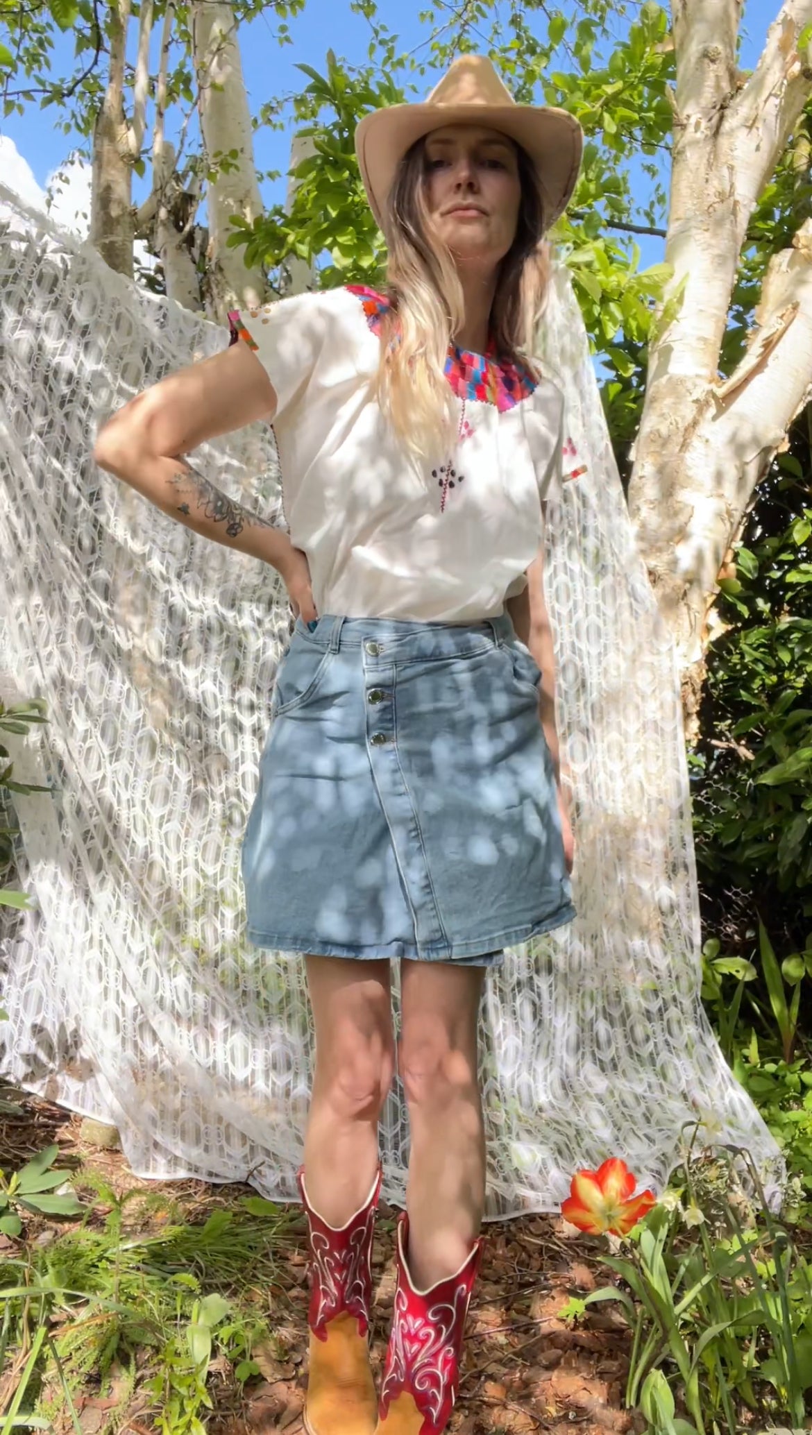 Asymmetric Denim Skirt