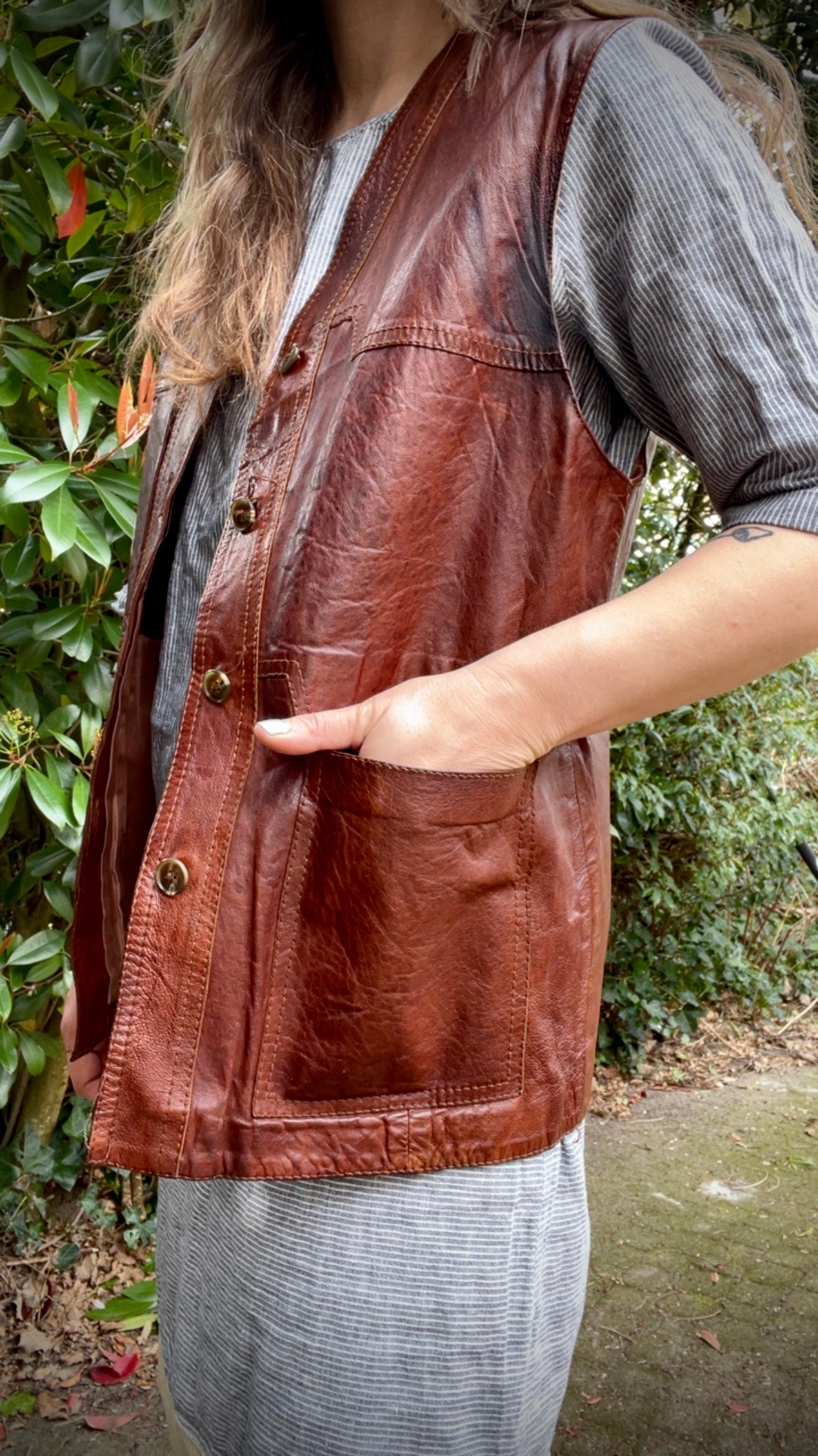 70s Leather Waistcoat