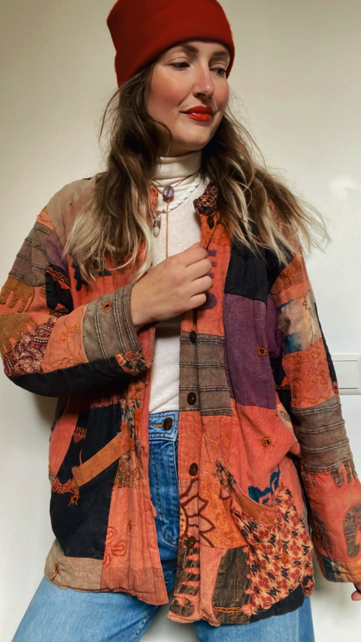 Kantha Jacket Peach