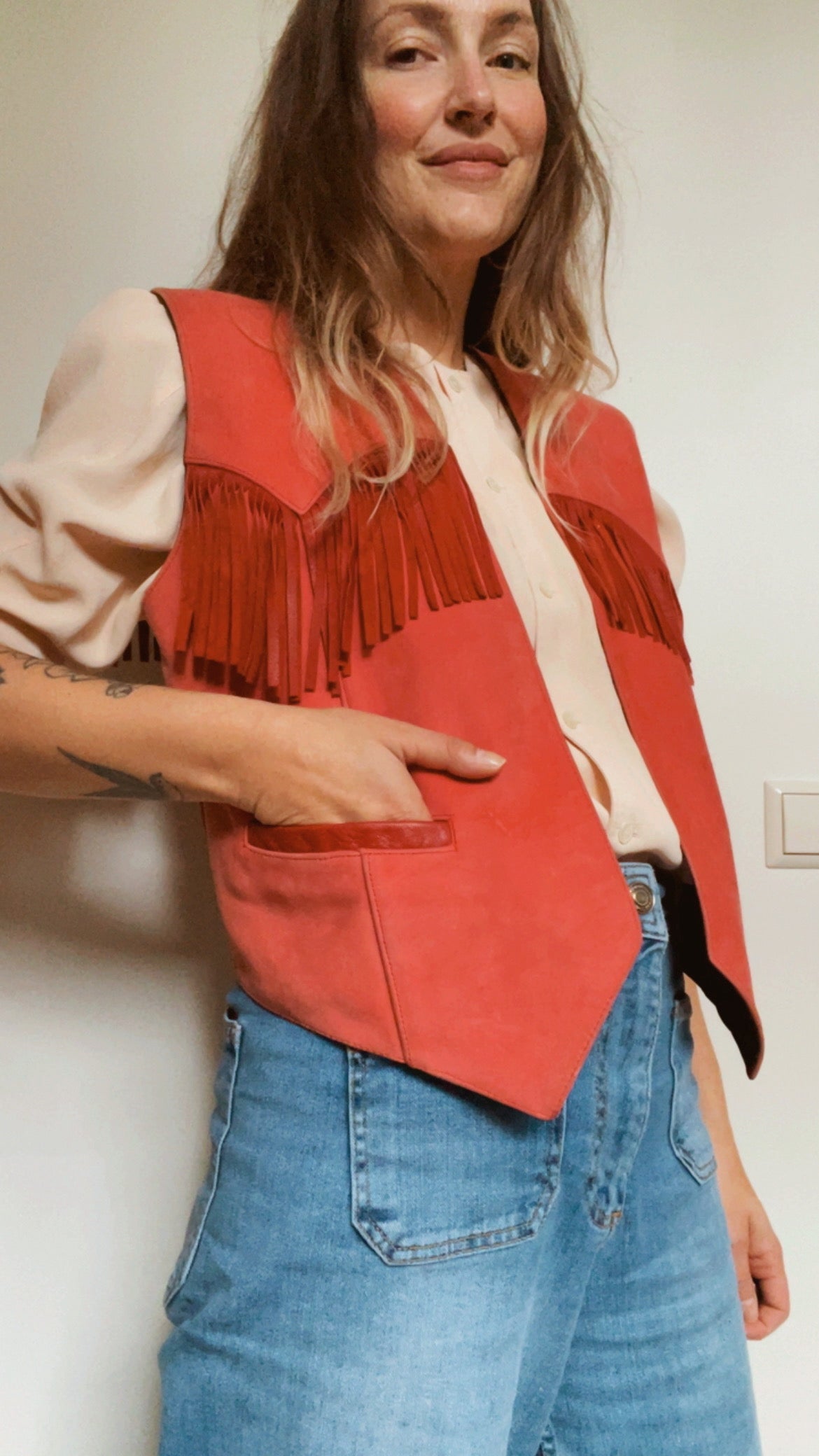 Raspberry Fringe Waistcoat