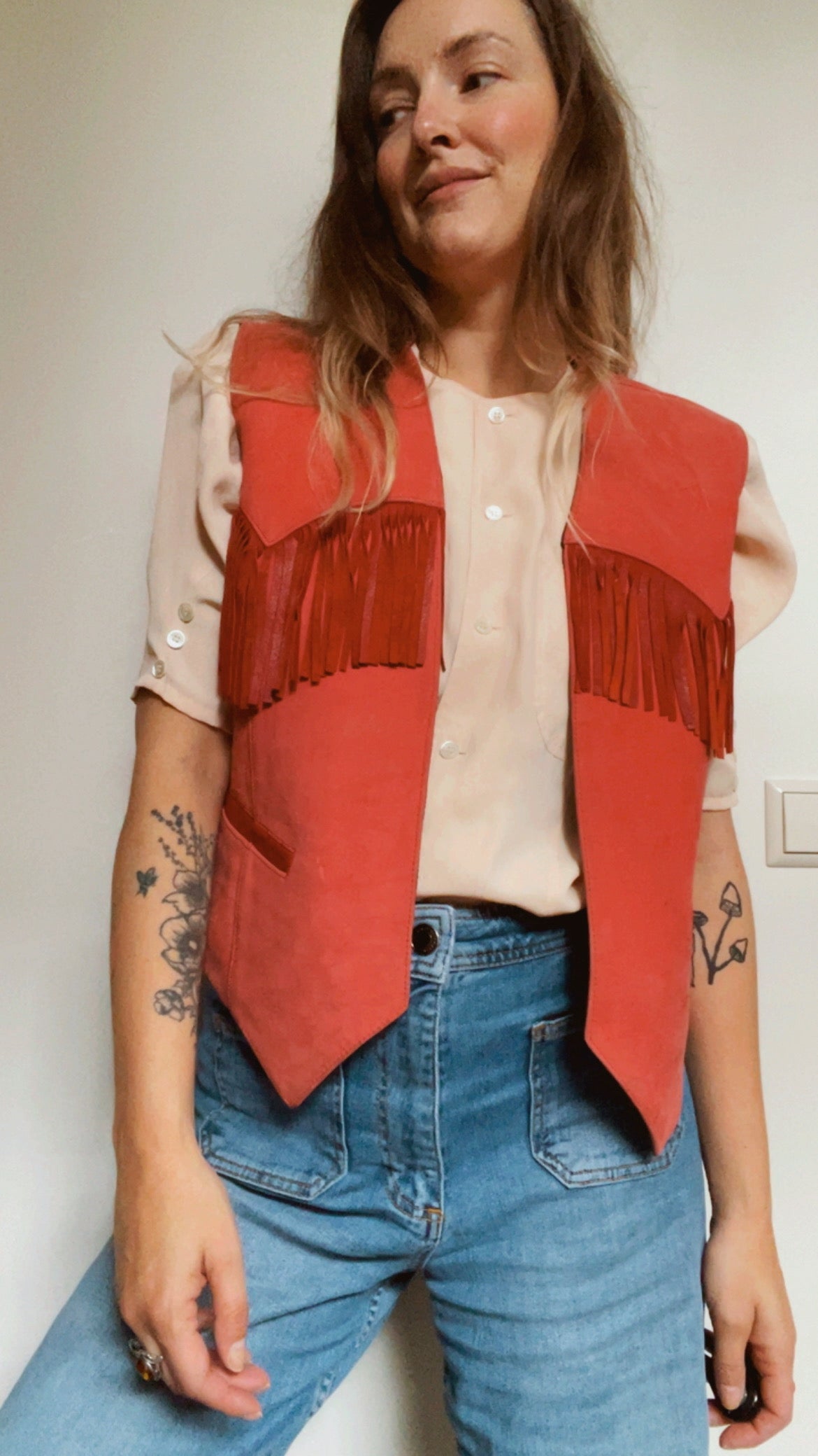 Raspberry Fringe Waistcoat