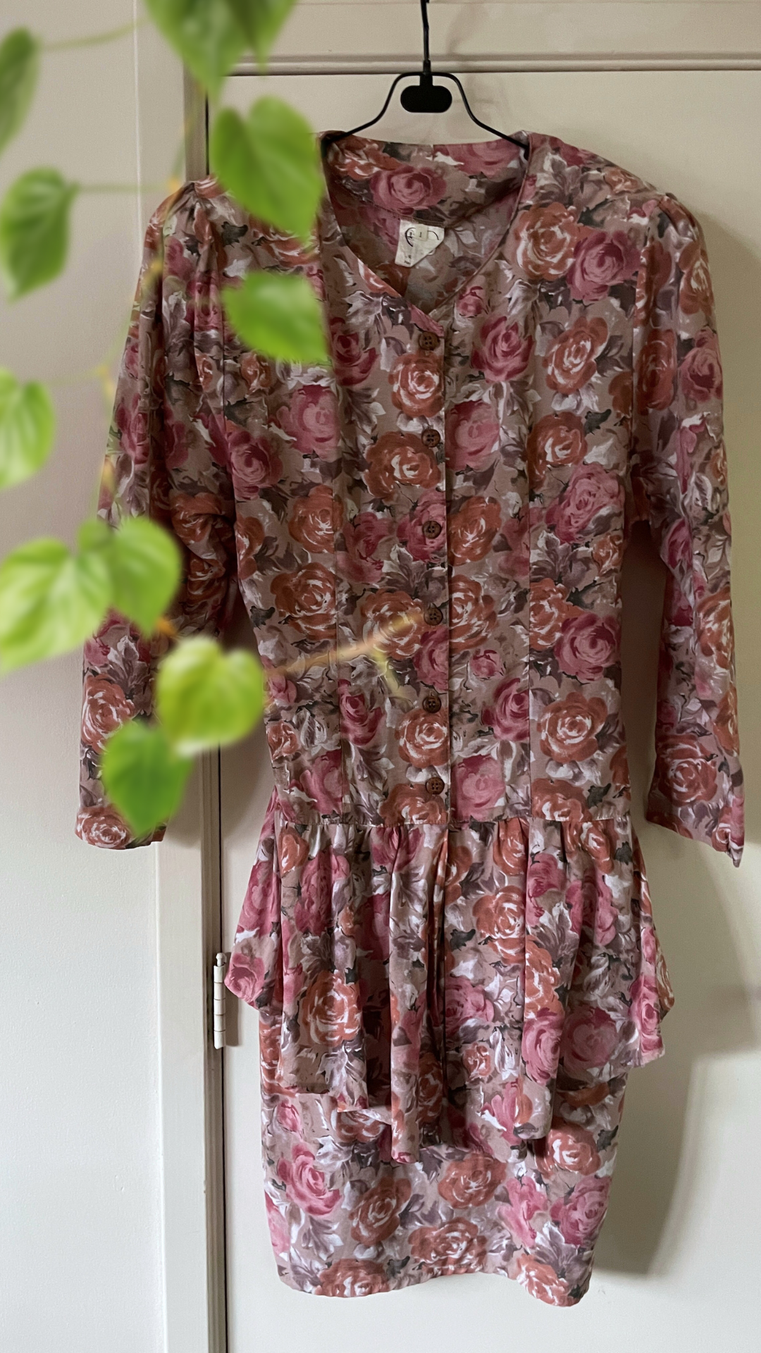 90s Peplum Roses Dress