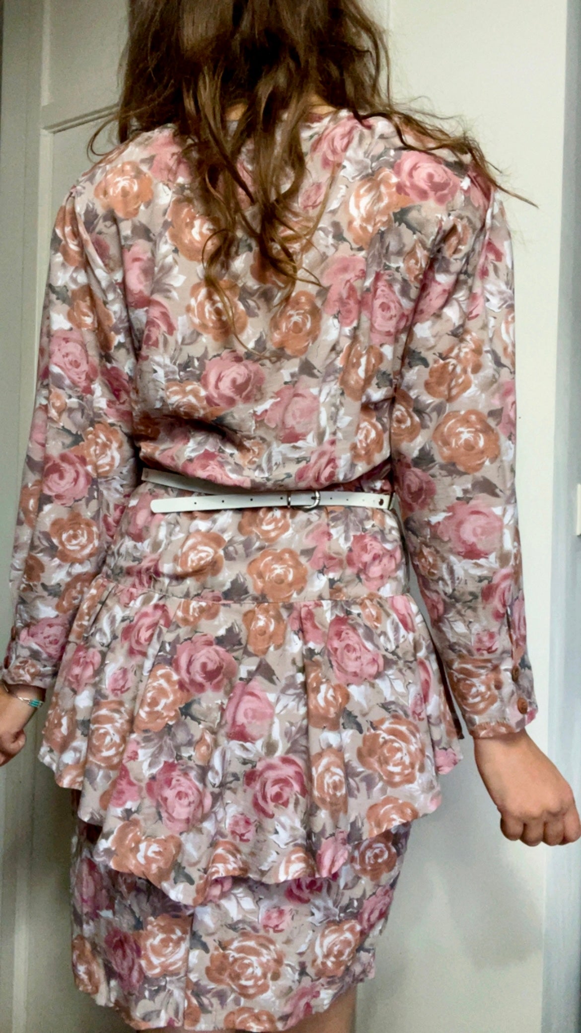 90s Peplum Roses Dress