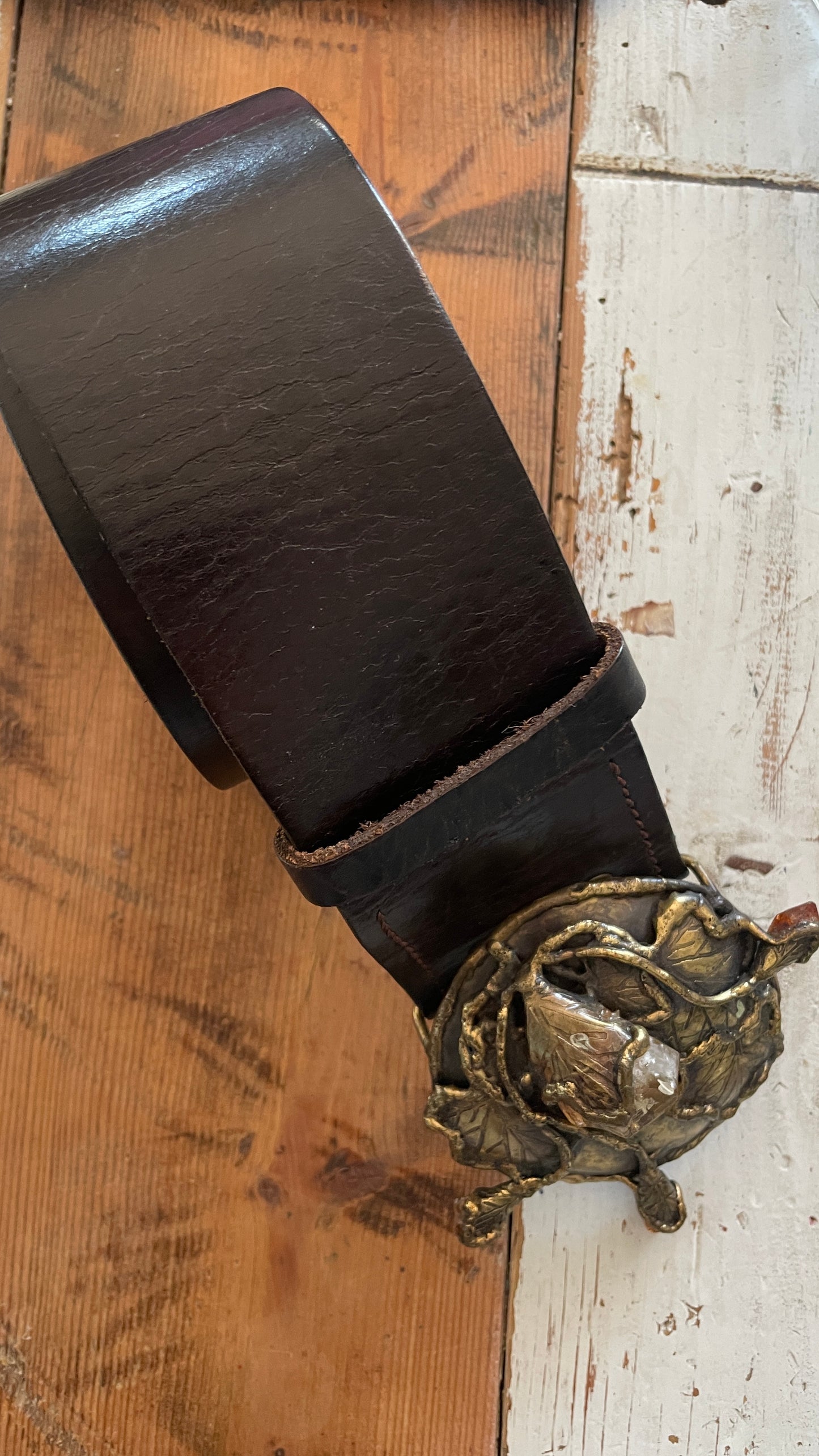 Brutalist Citrine Brass Belt