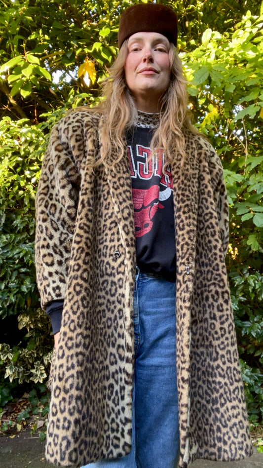 Faux Leopard Coat