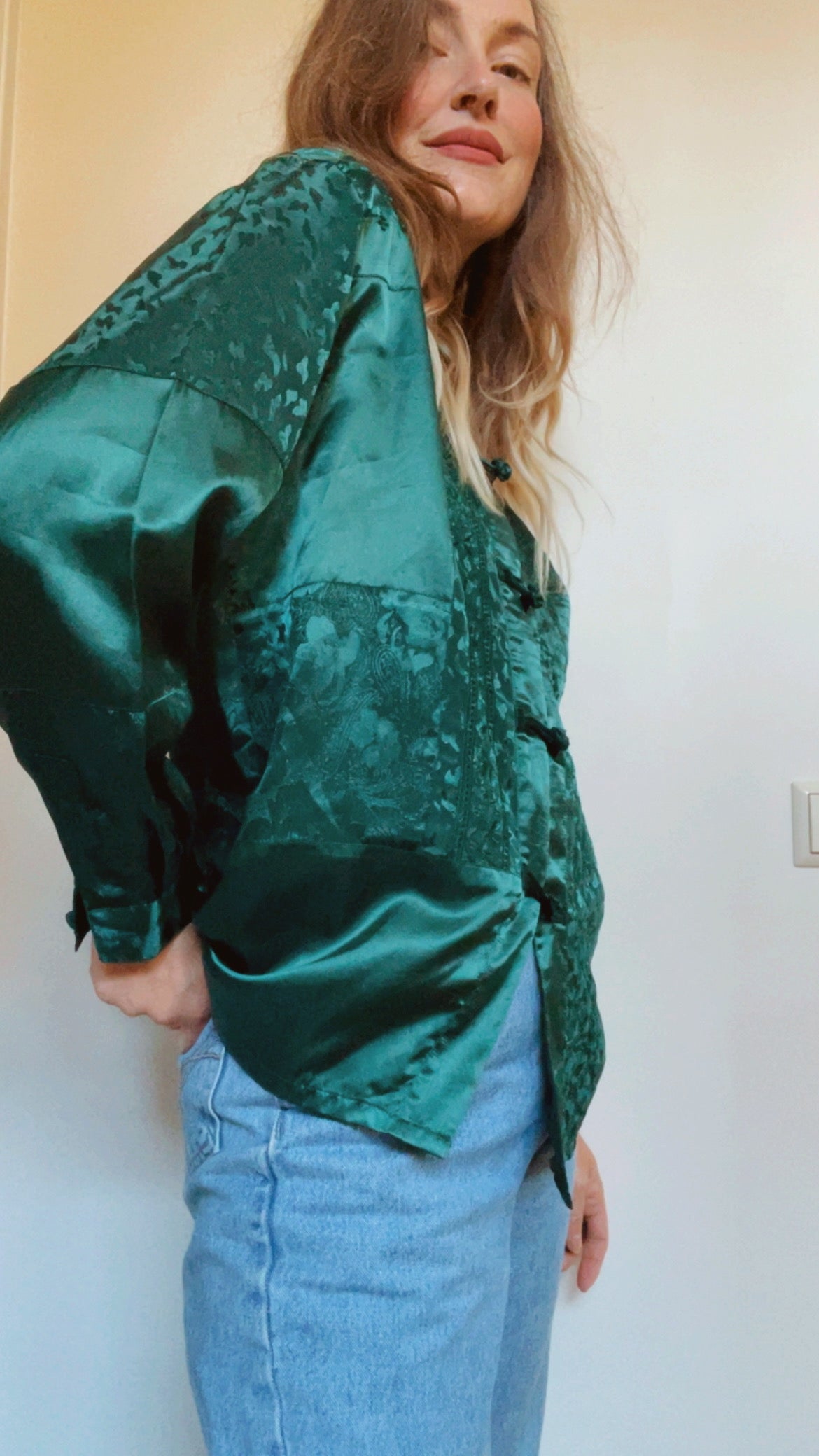 Blue Emerald Satin Top