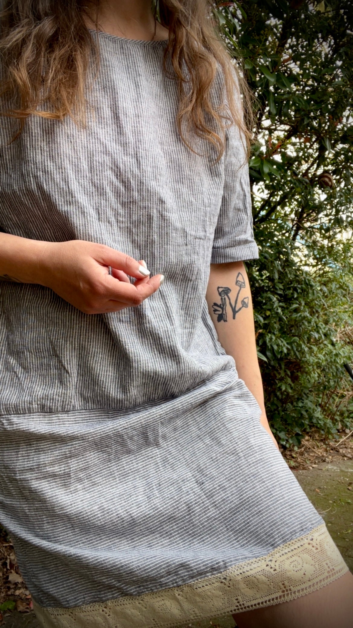 Reworked • Stripe & Lace Tunic