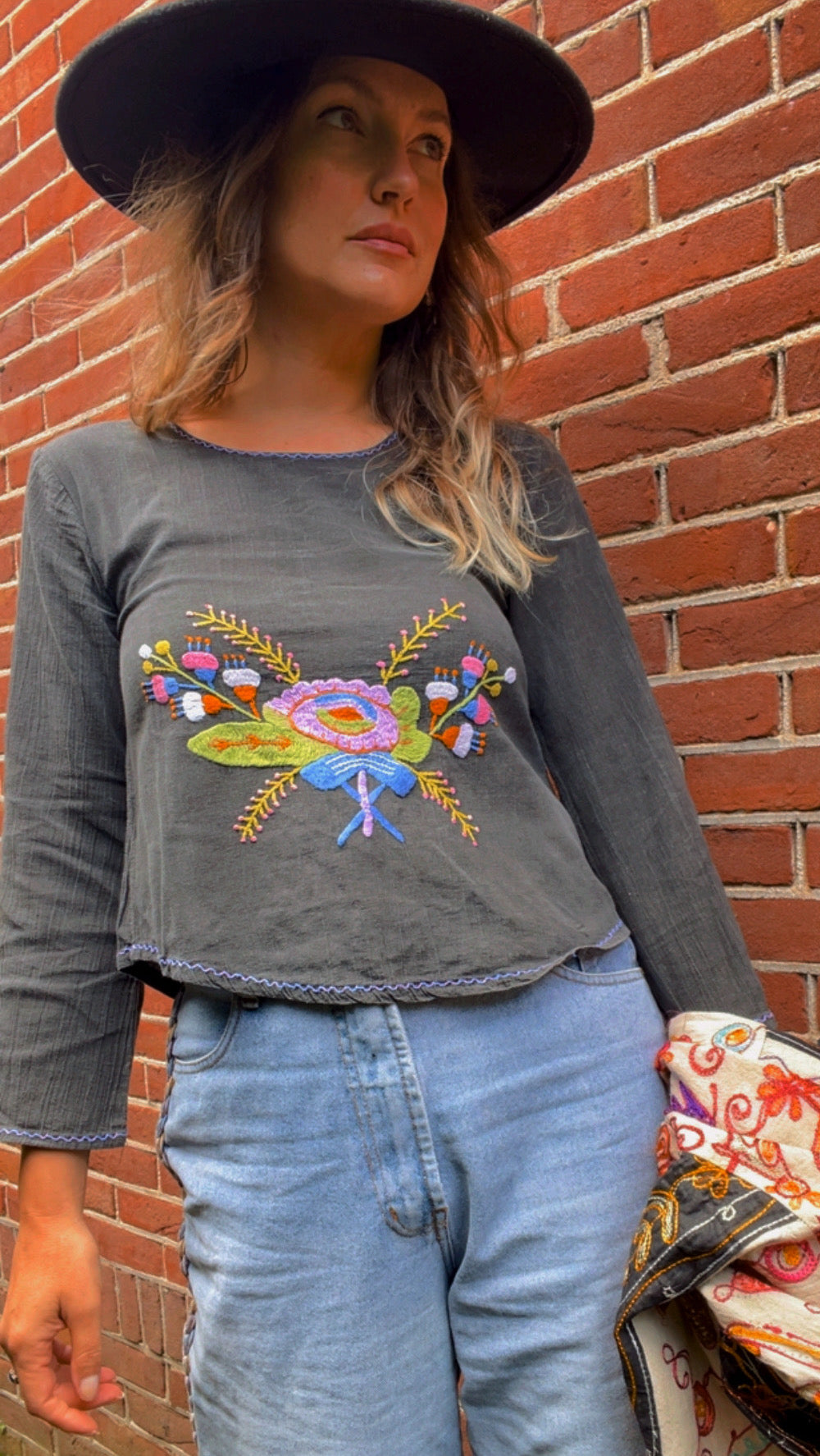 Embroidered 70s Top