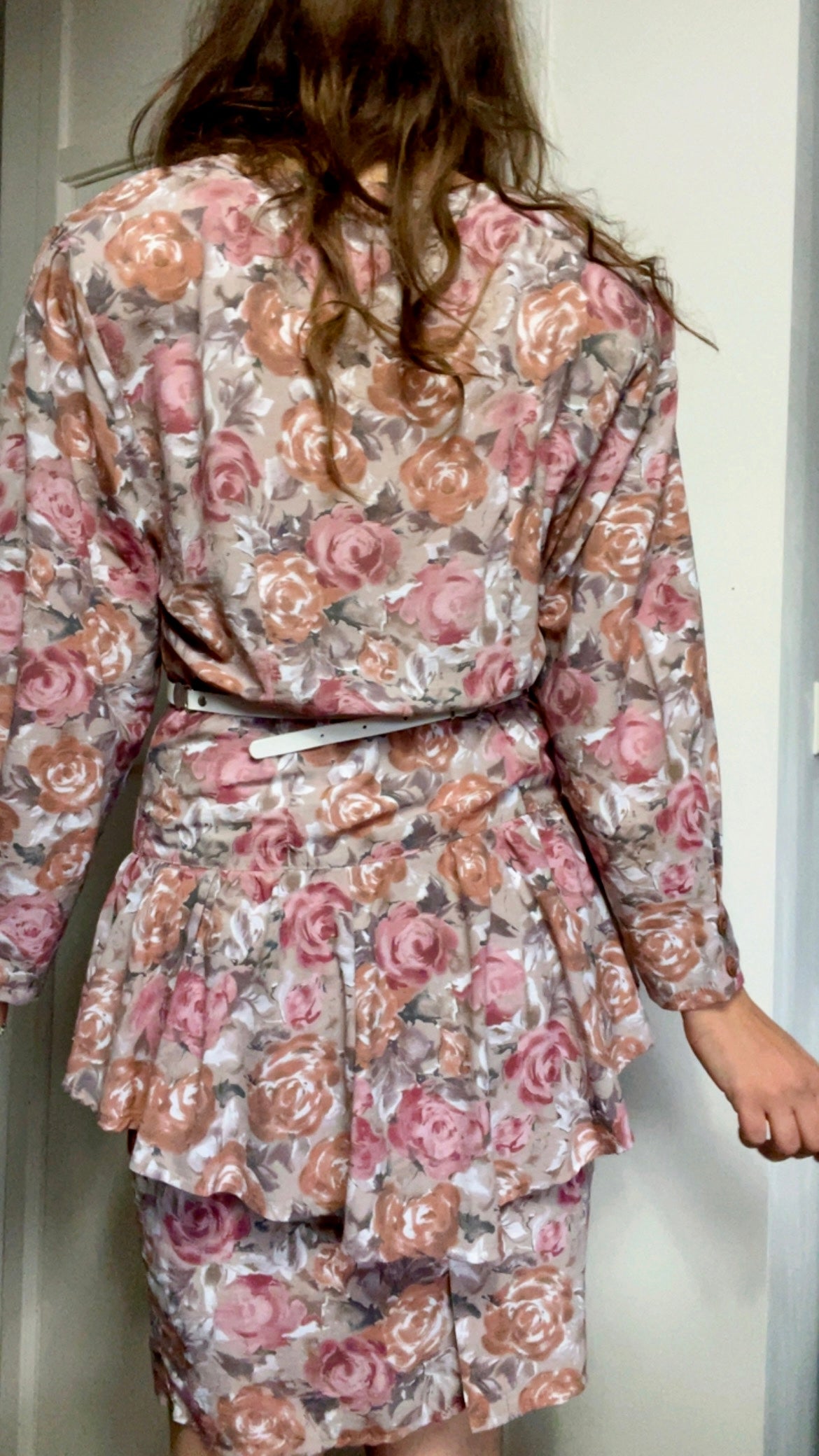 90s Peplum Roses Dress