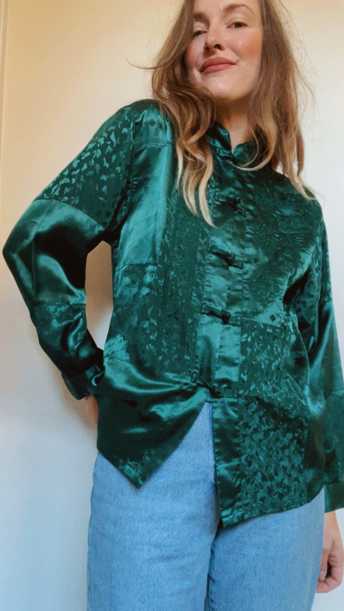 Blue Emerald Satin Top