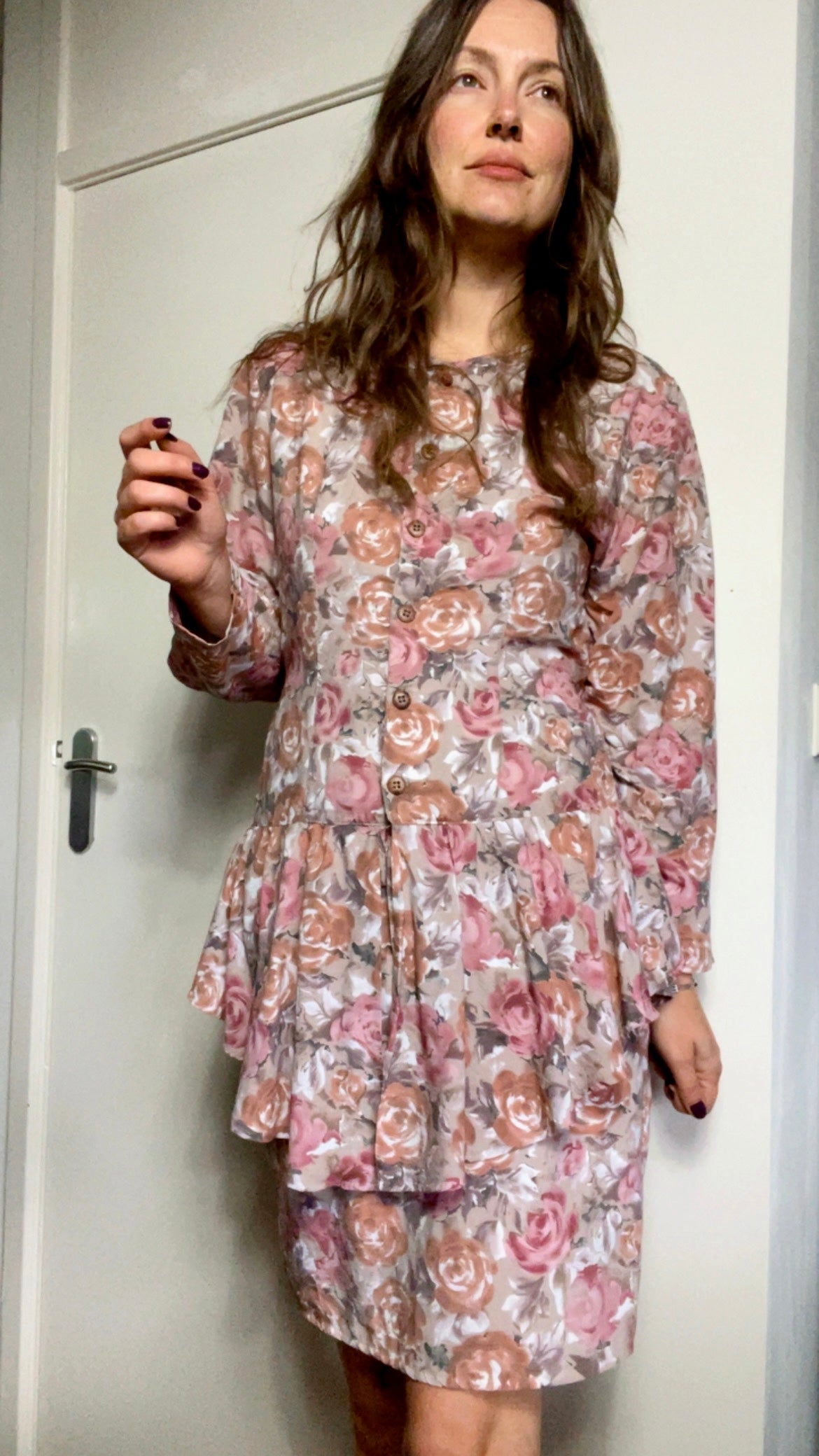 90s Peplum Roses Dress