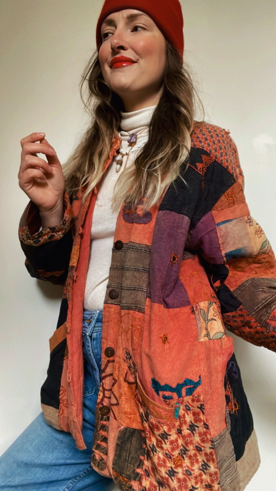 Kantha Jacket Peach