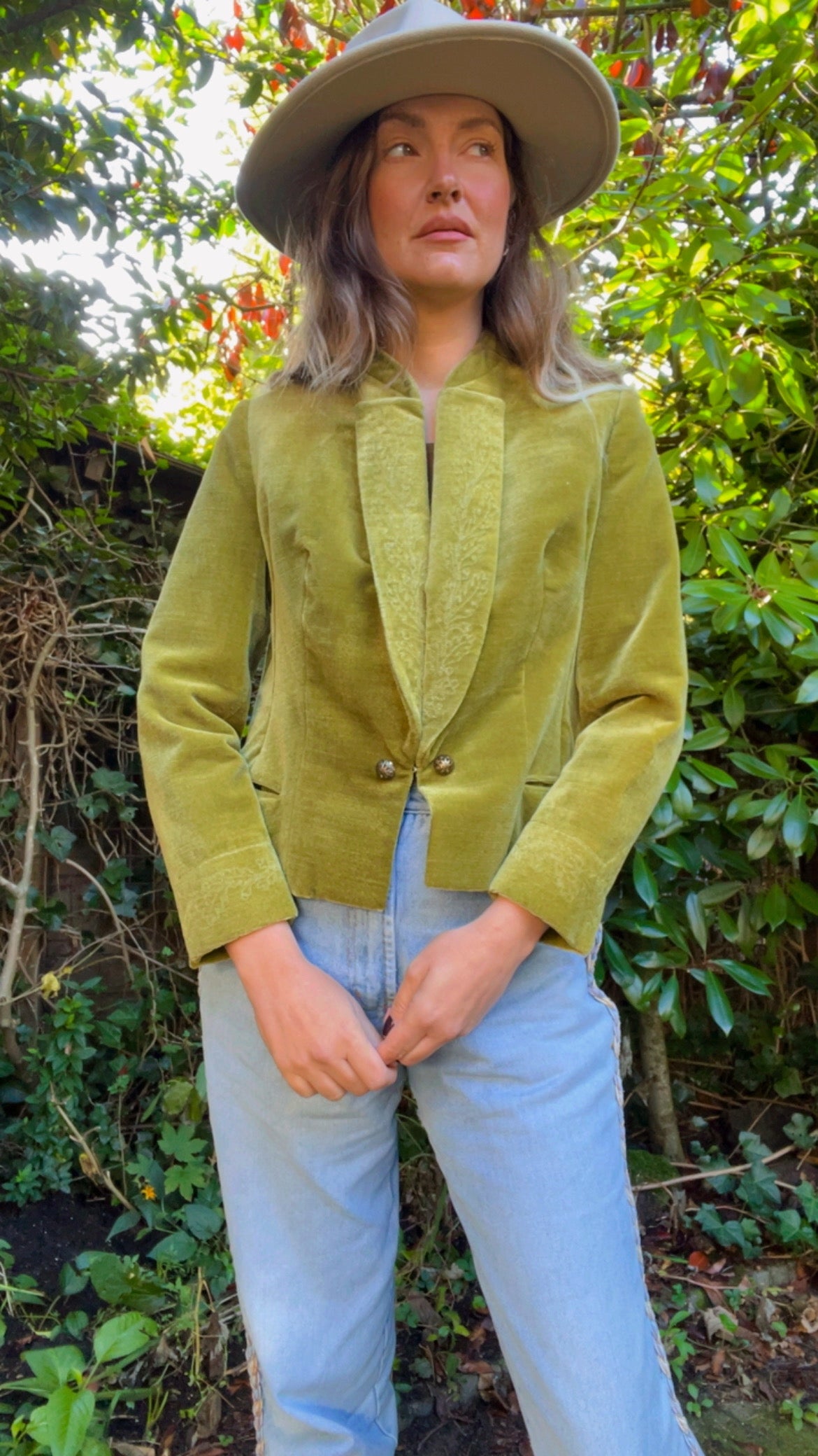 Olive Velvet Blazer