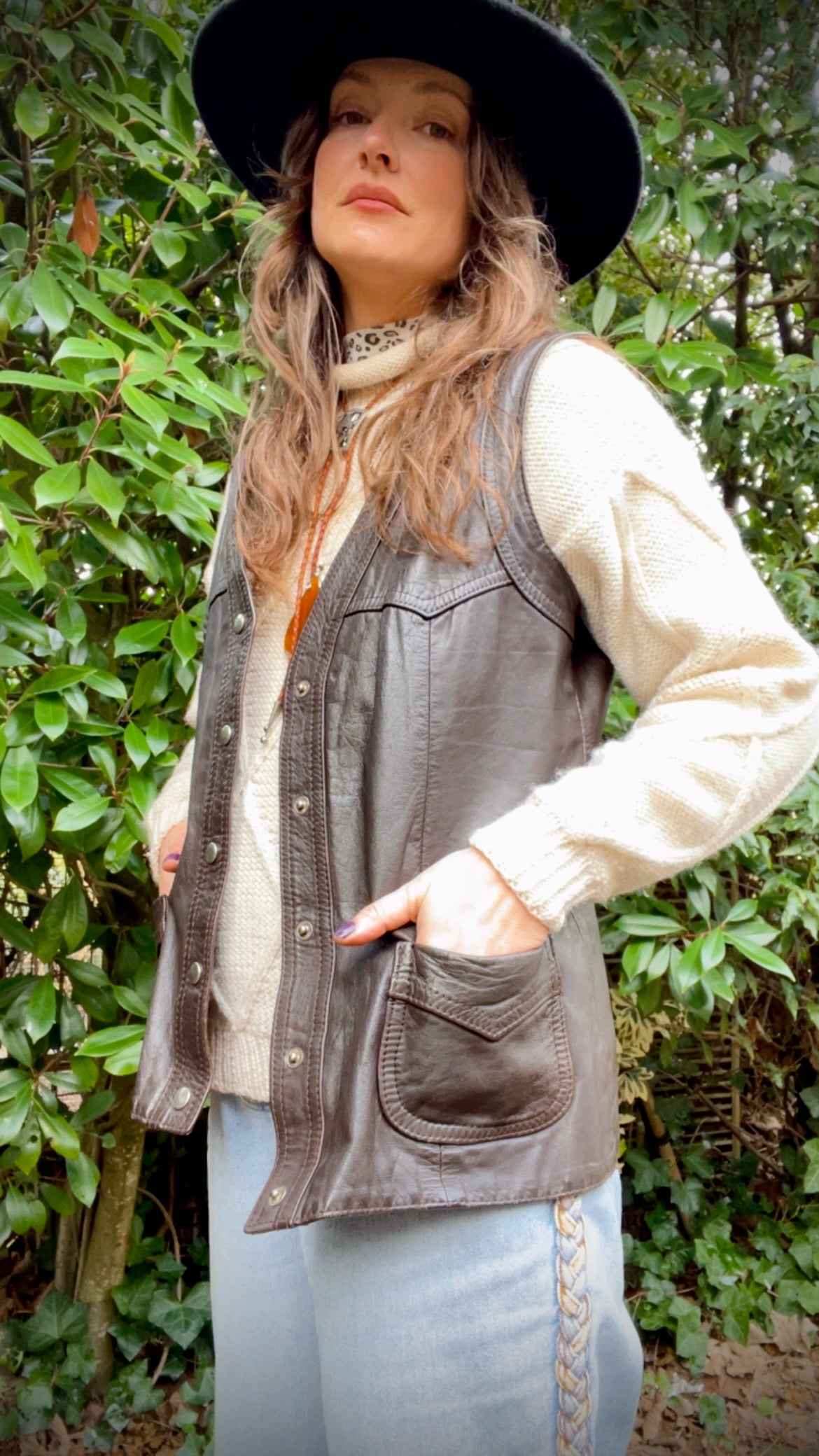 70s Leather Waistcoat