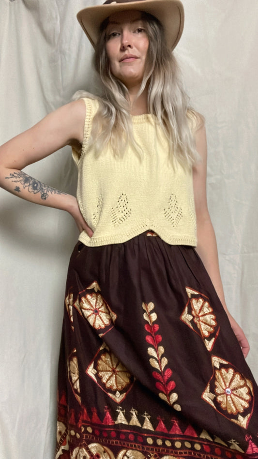 Mirror embroidered maxi skirt