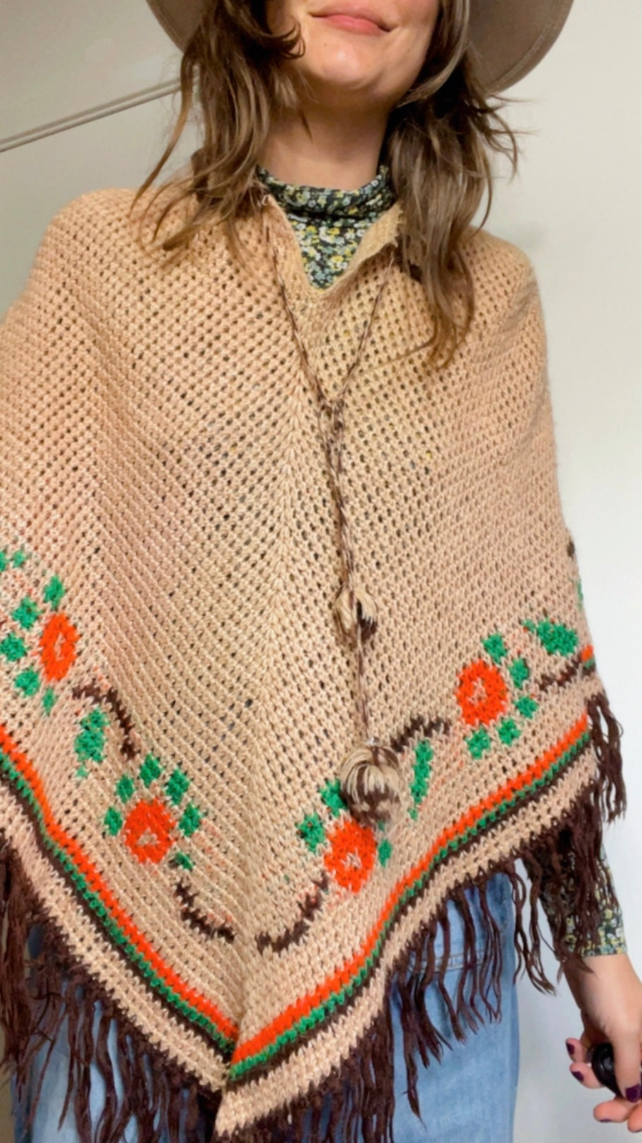 60s Roses Poncho