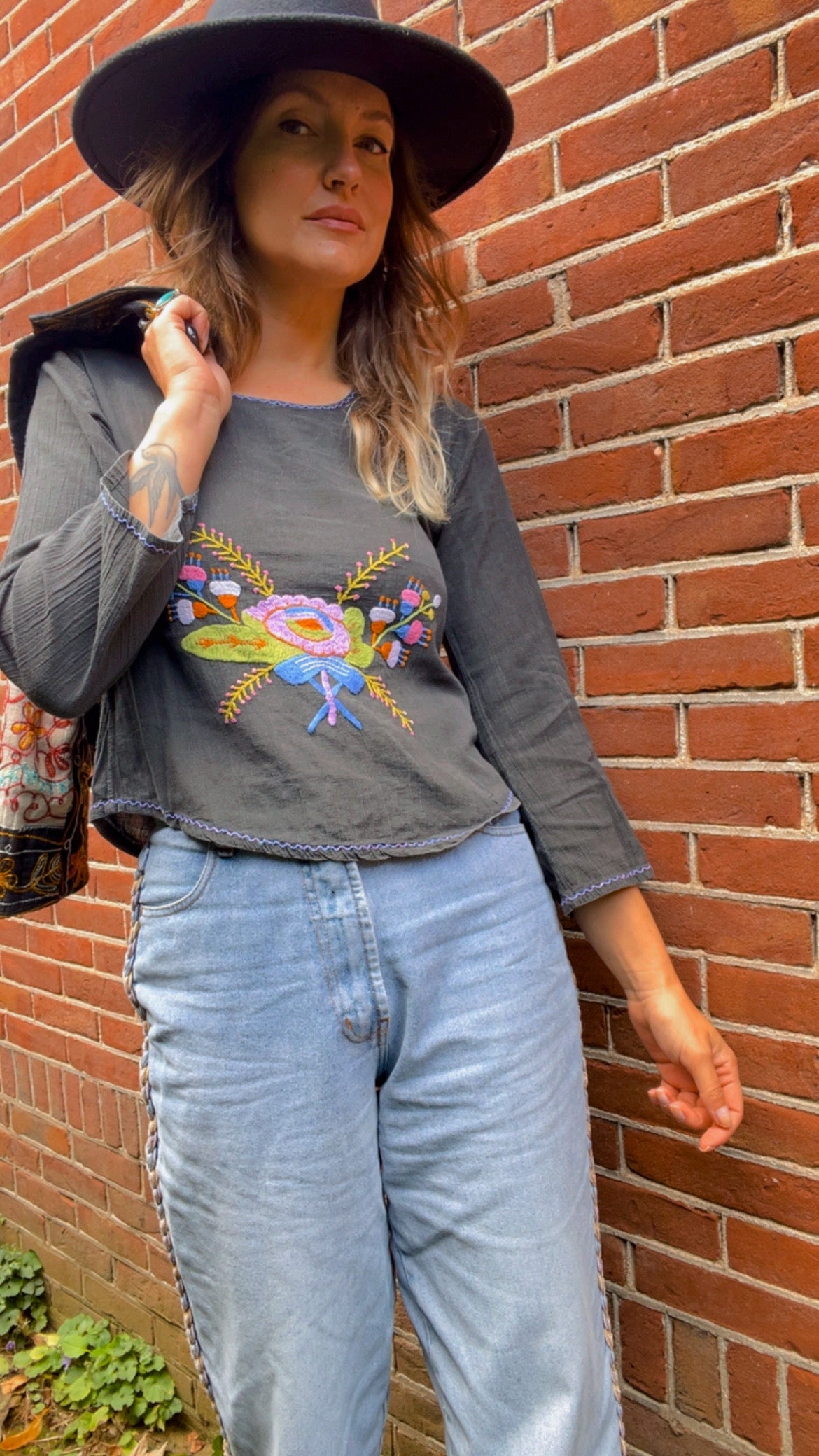 Embroidered 70s Top