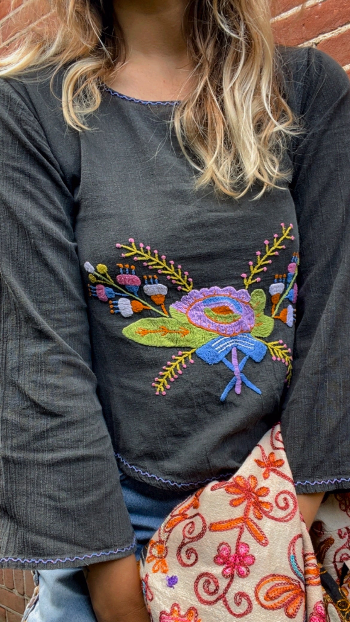 Embroidered 70s Top