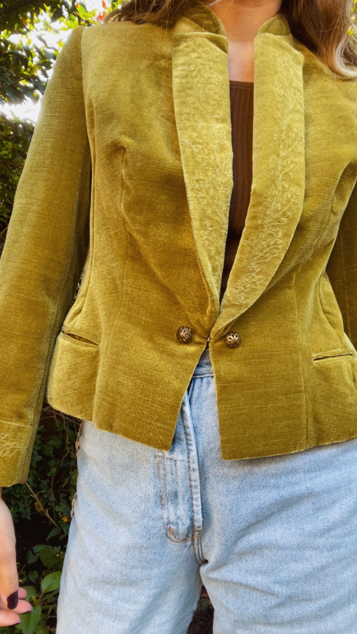 Olive Velvet Blazer