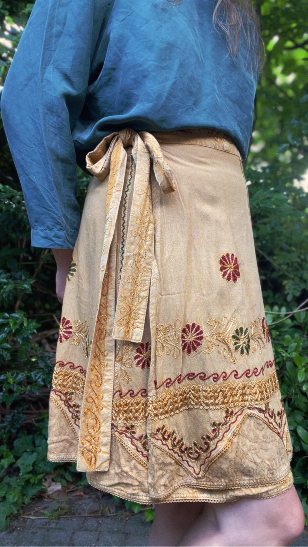 Embroidered Wrap Skirt