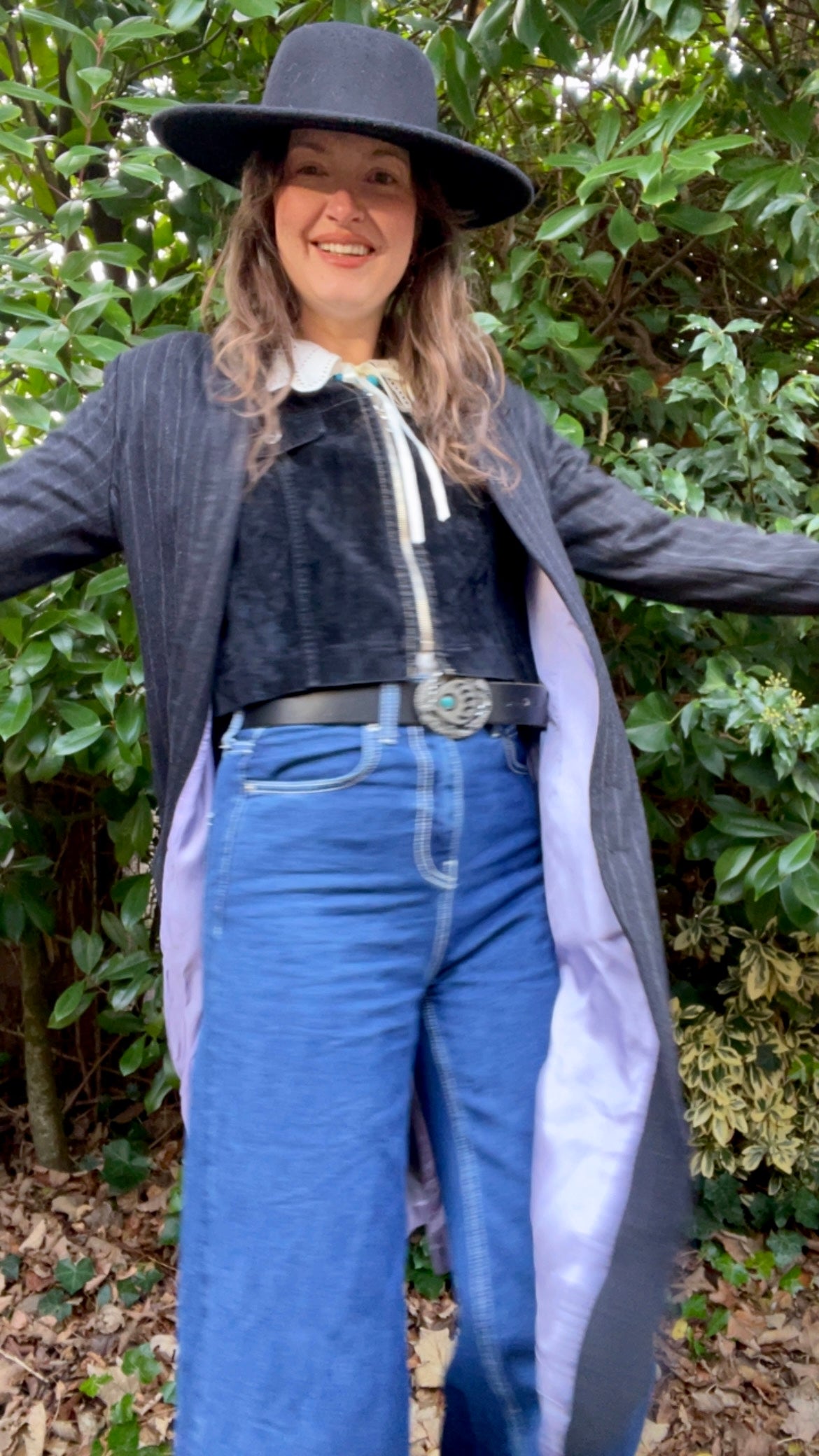 Wool Pin-stripe Maxi Coat