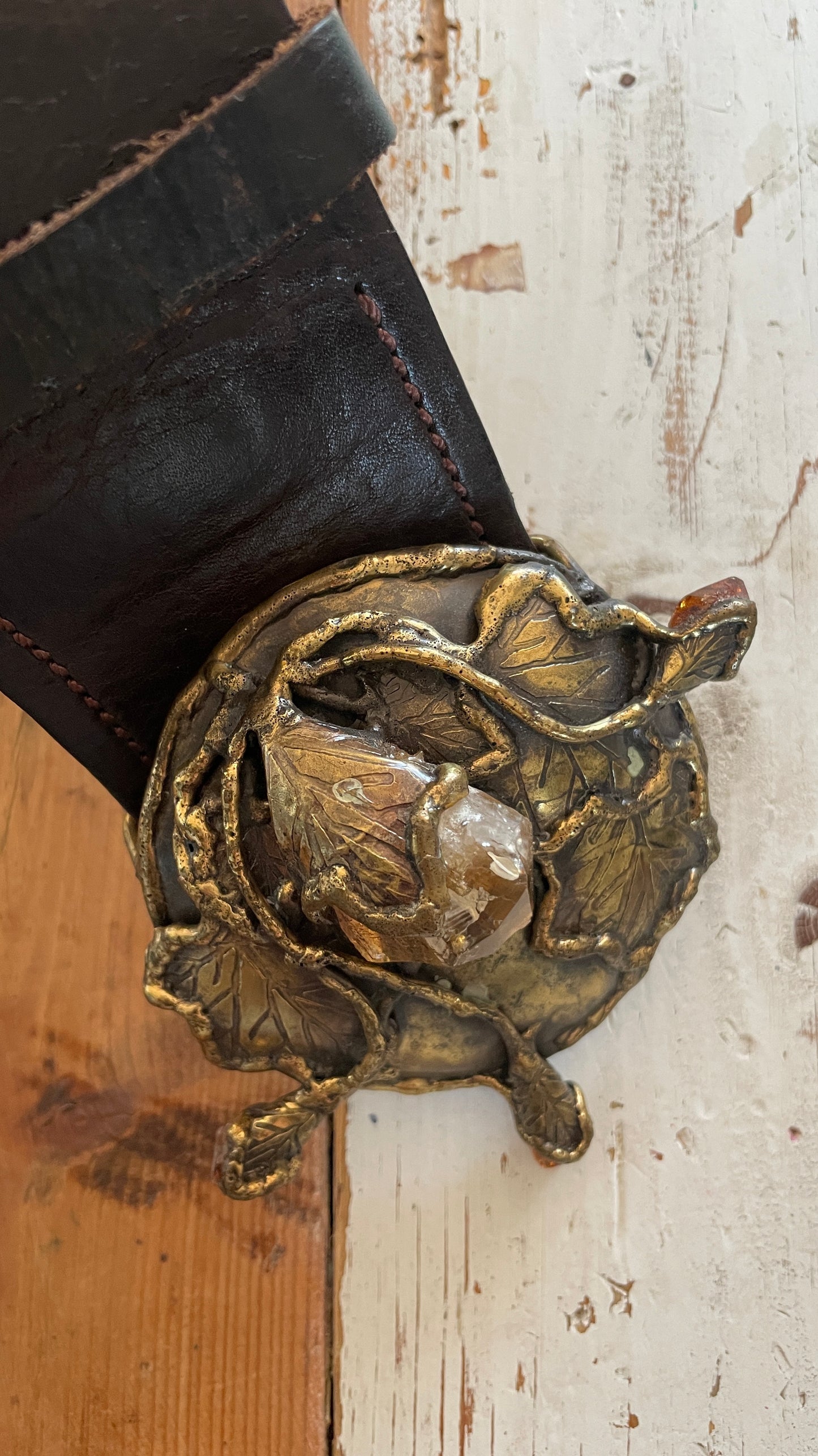 Brutalist Citrine Brass Belt