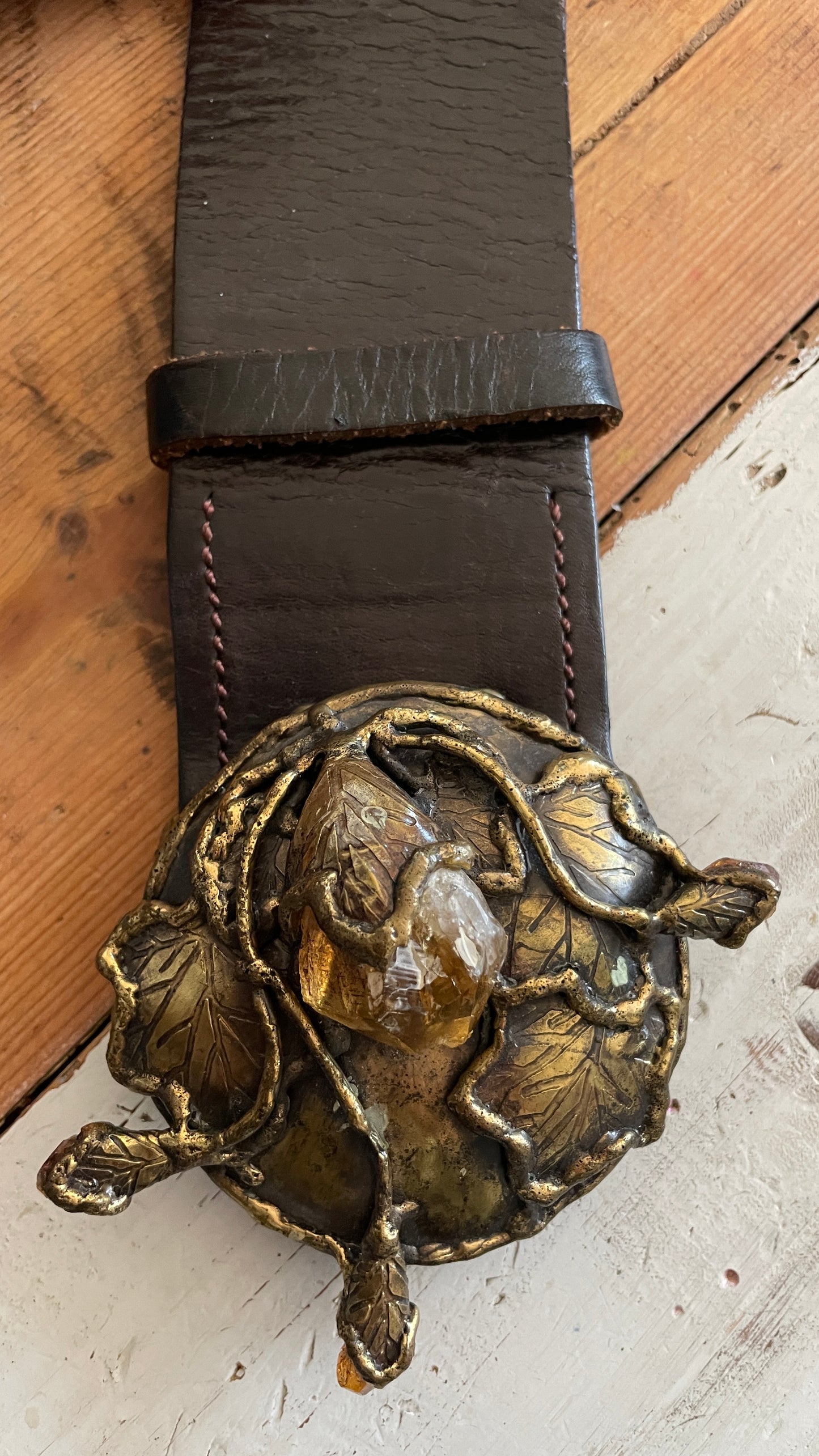 Brutalist Citrine Brass Belt