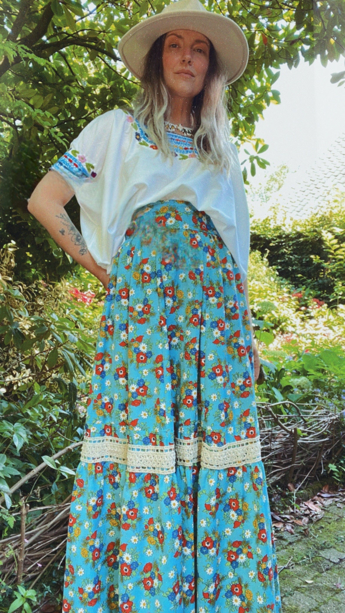60s Floral Maxi Skirt