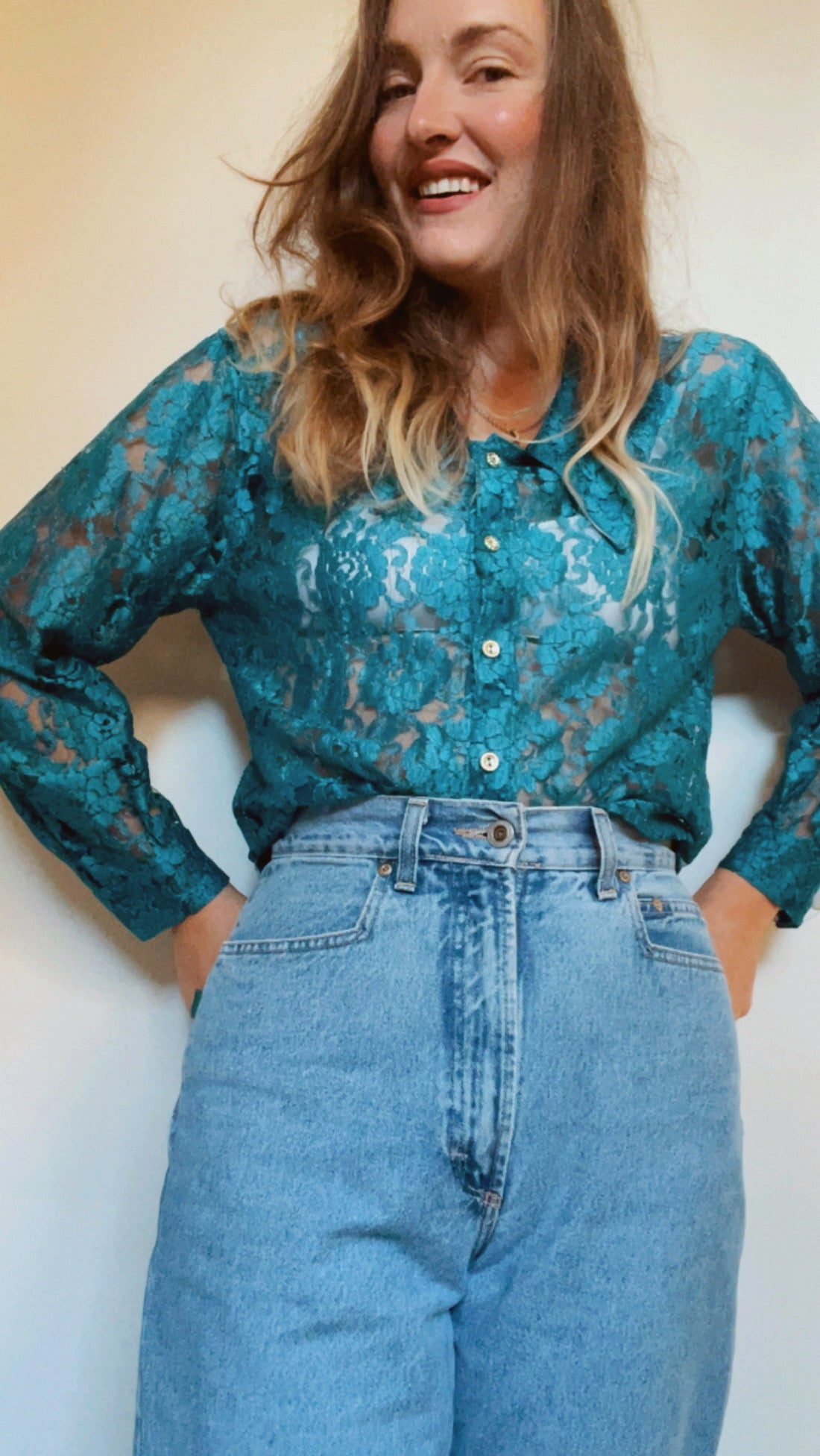 Turquoise Lace Top