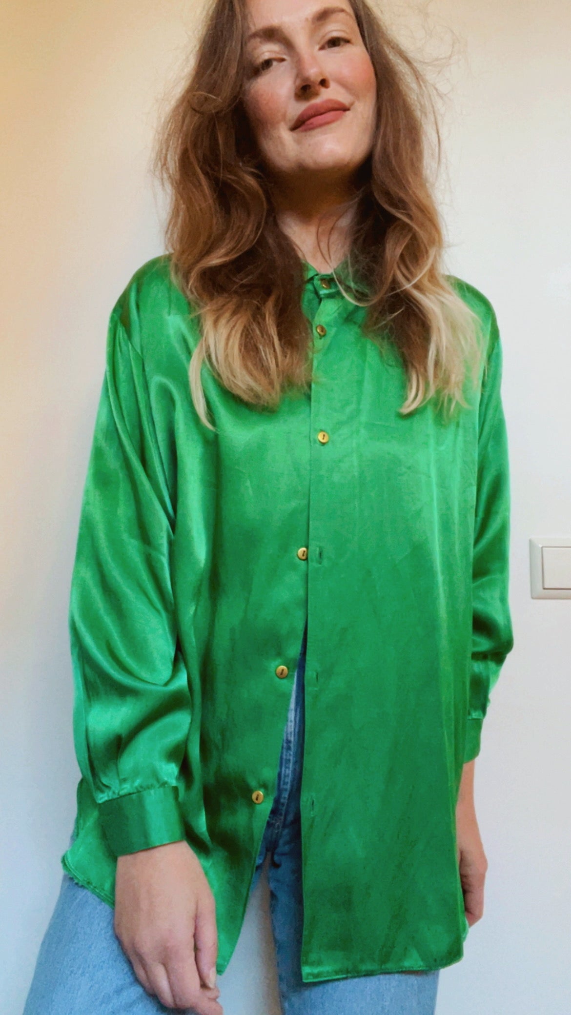 Emerald Satin Top