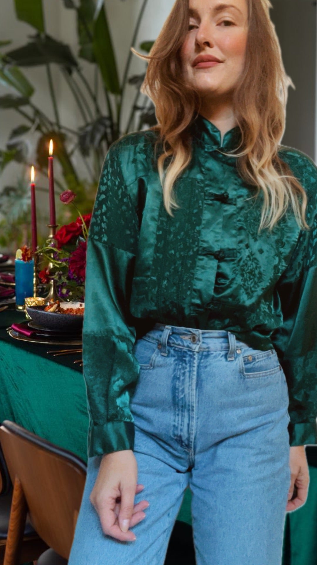 Blue Emerald Satin Top