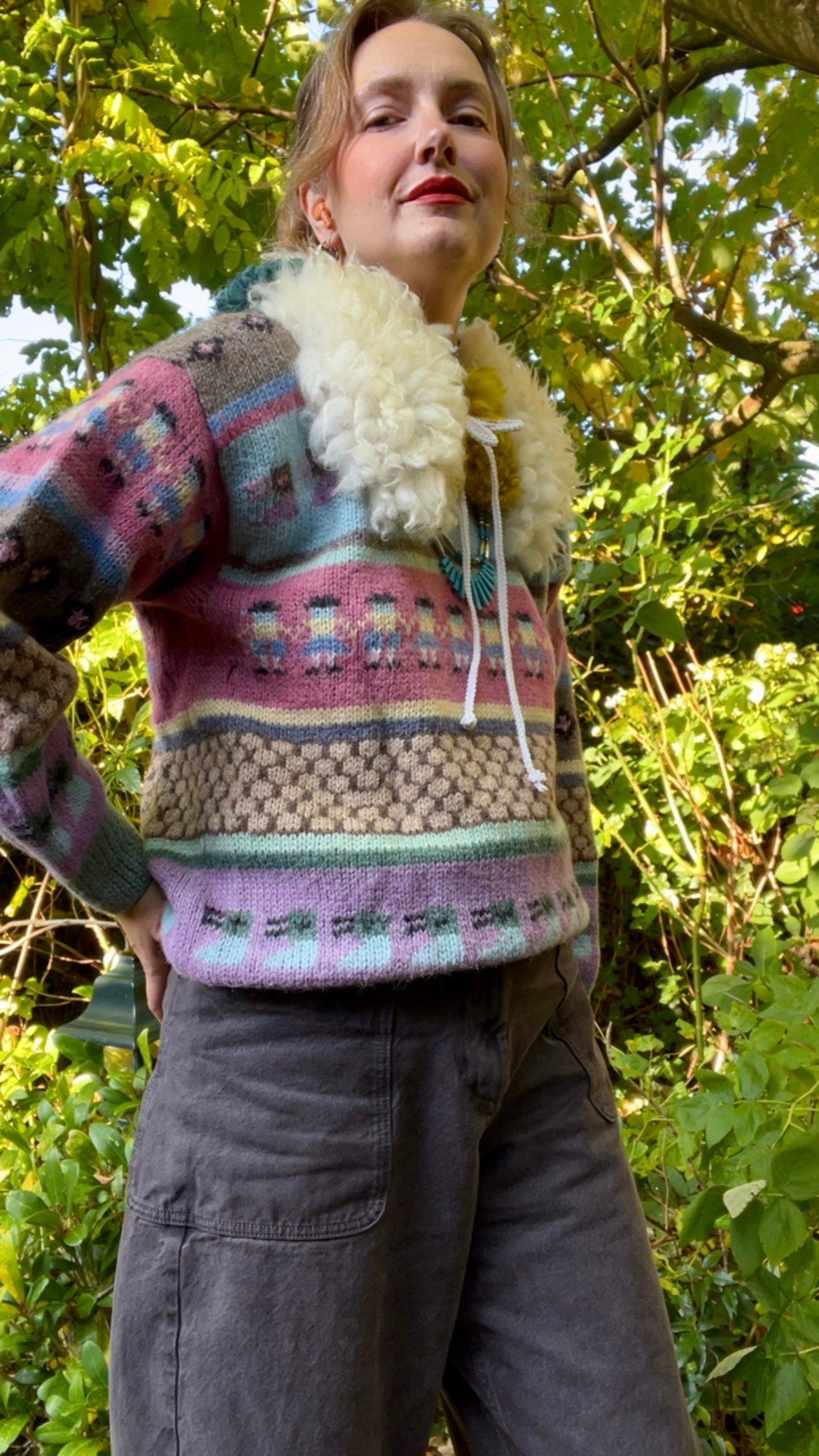 Reworked Patchwork Shearling Collar