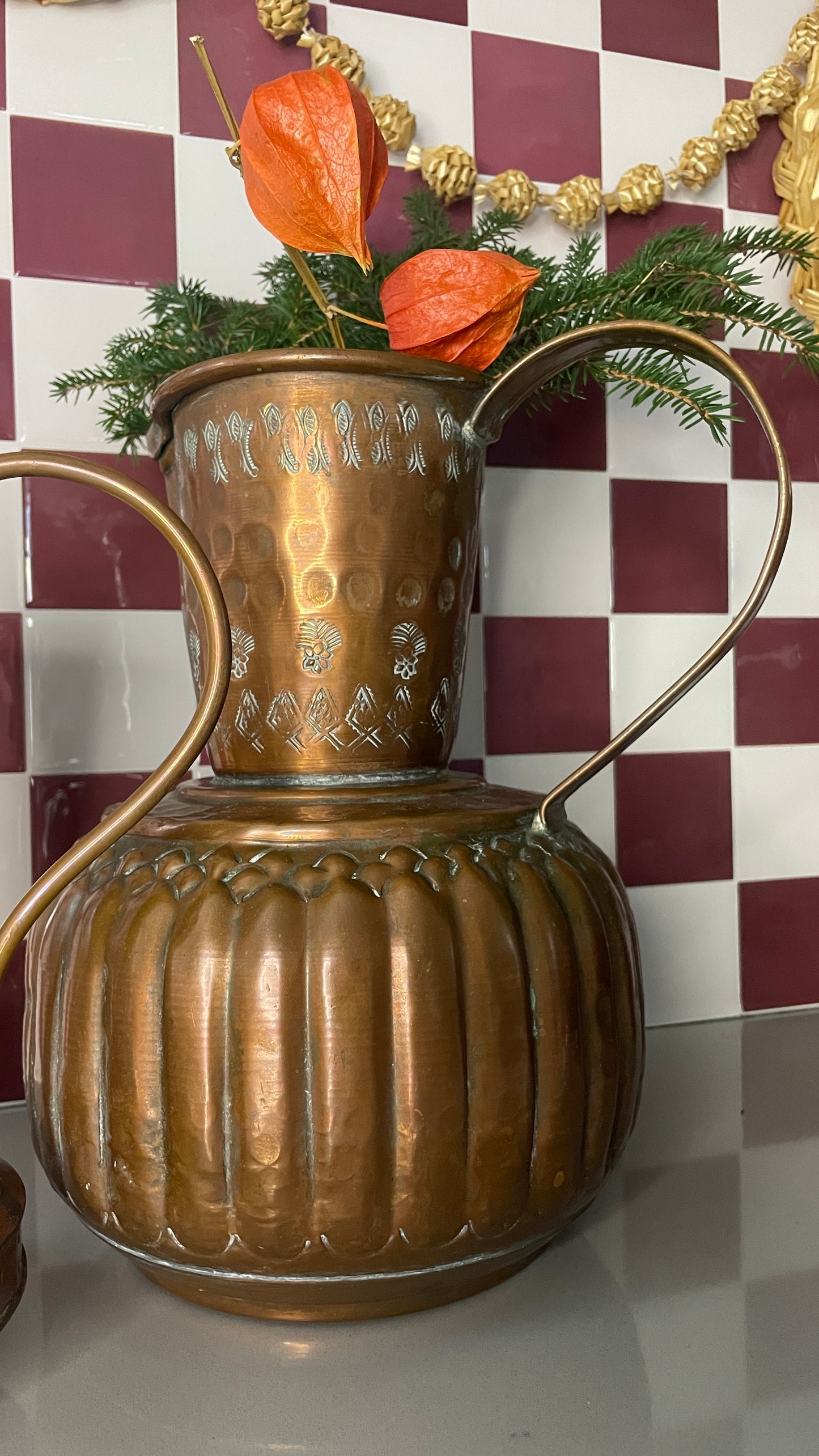 Copper Etched Vases