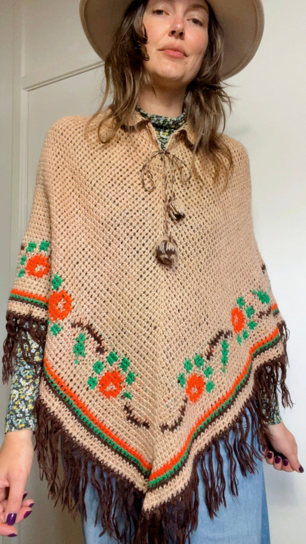 60s Roses Poncho