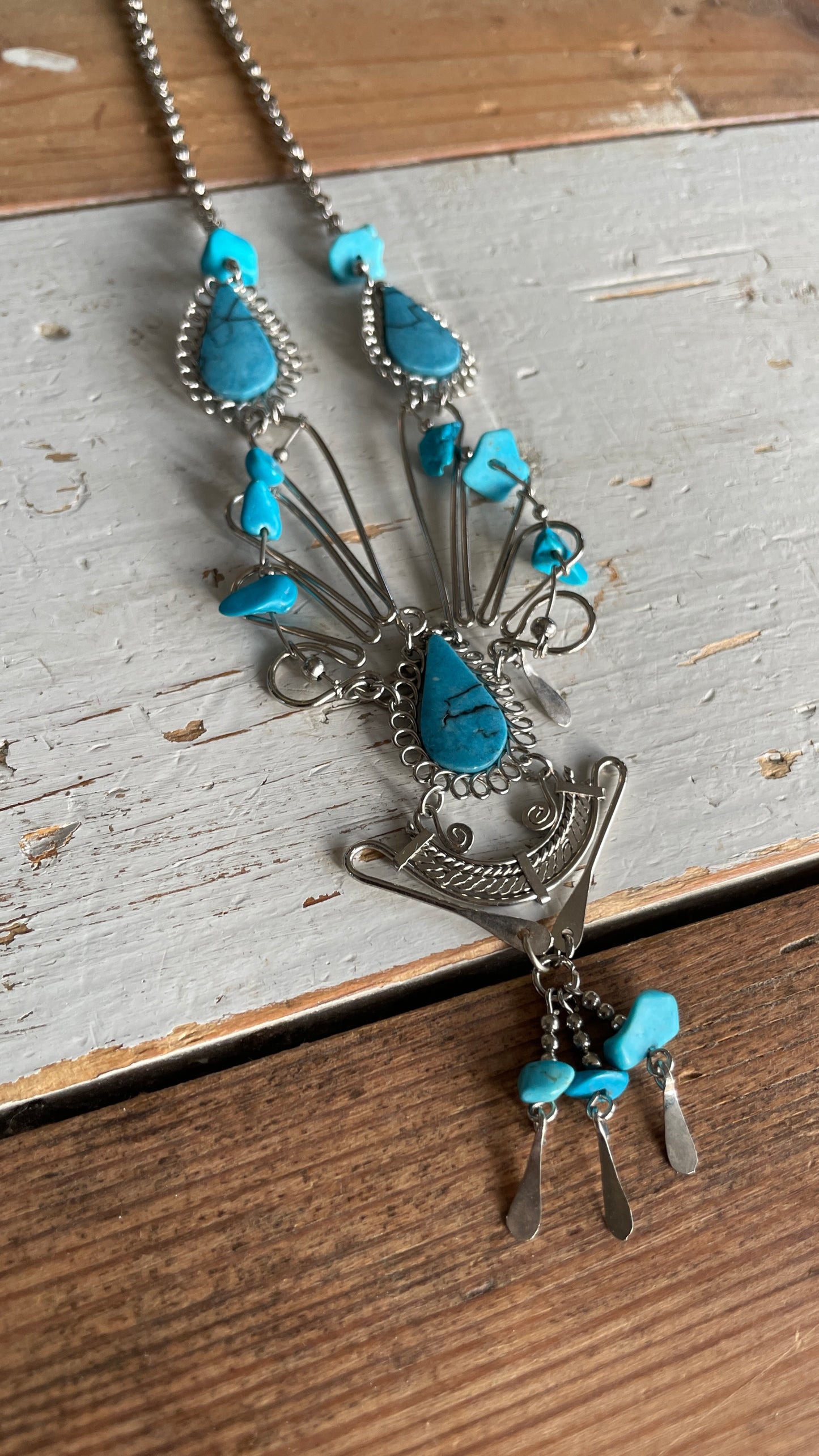 Turquoise filligree necklace